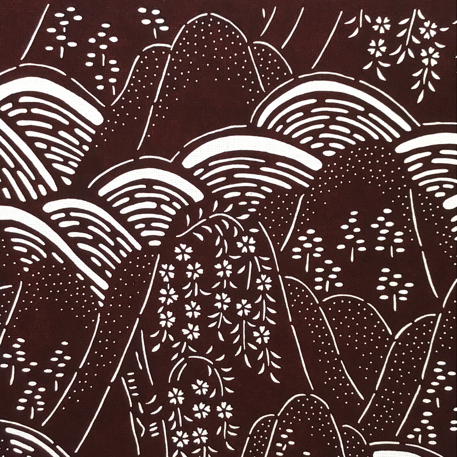 Antique Japanese Katagami Kimono Stencil Katazome Mountain Valley Forest 4Y498