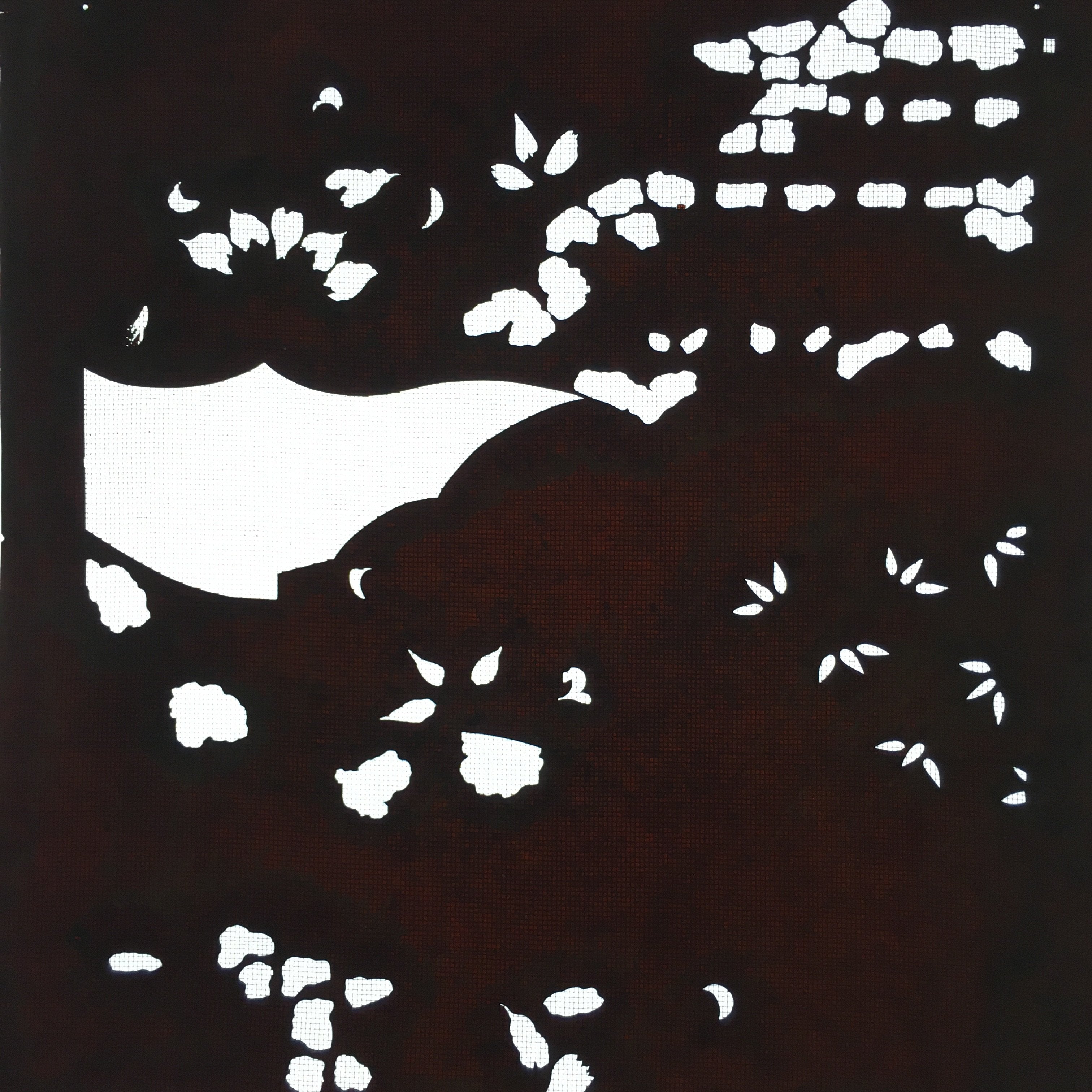 Antique Japanese Katagami Kimono Stencil Meiji Era Leaf Flower Shape Grass C321