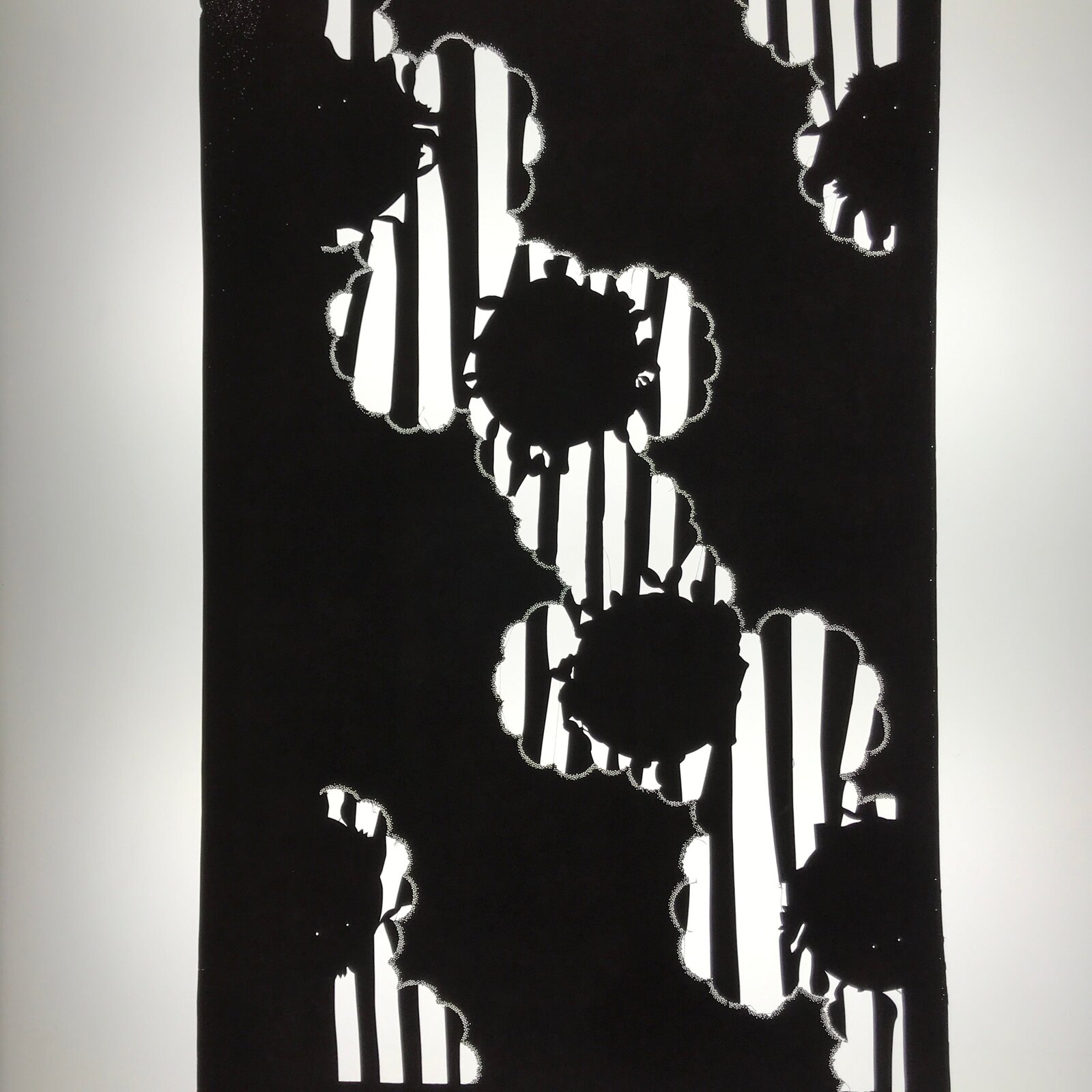 Antique Japanese Katagami Paper Kimono Stencil Katazome Background Floral C931