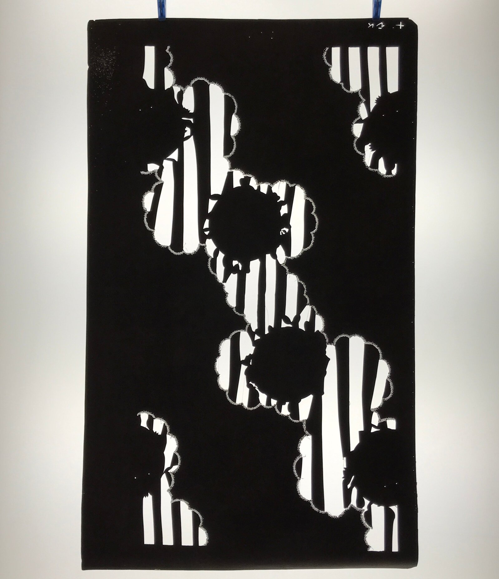 Antique Japanese Katagami Paper Kimono Stencil Katazome Background Floral C931