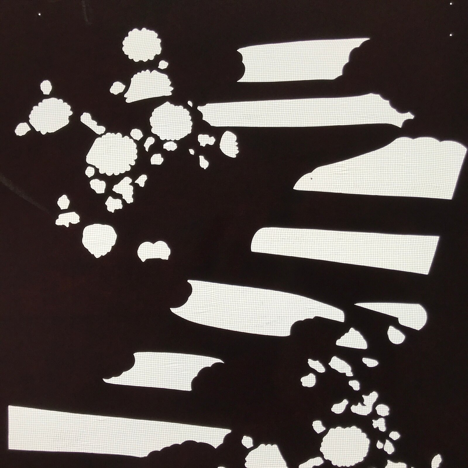 Antique Japanese Katagami Paper Kimono Stencil Katazome Background Floral C940