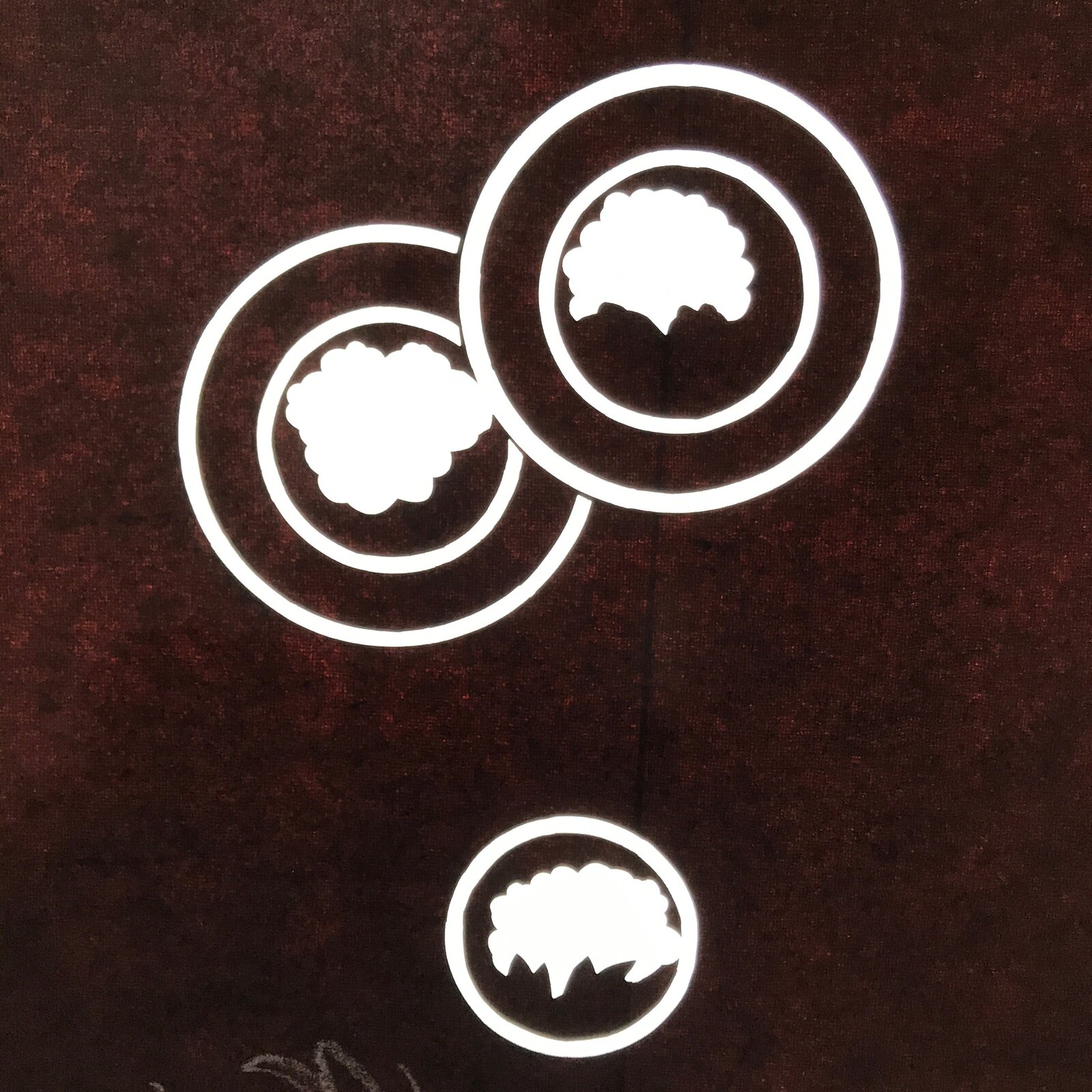 Antique Japanese Katagami Paper Kimono Stencil Katazome Circle Mon Pattern C934