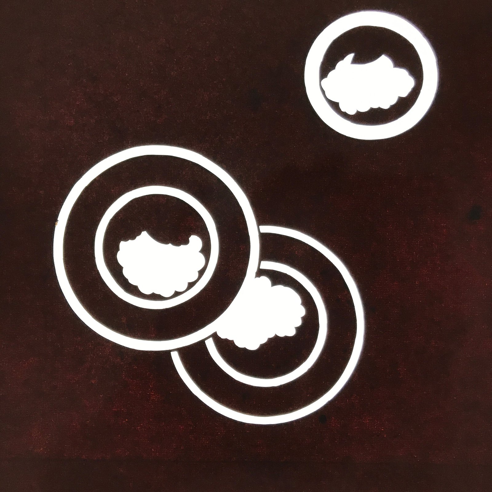 Antique Japanese Katagami Paper Kimono Stencil Katazome Circle Mon Pattern C934