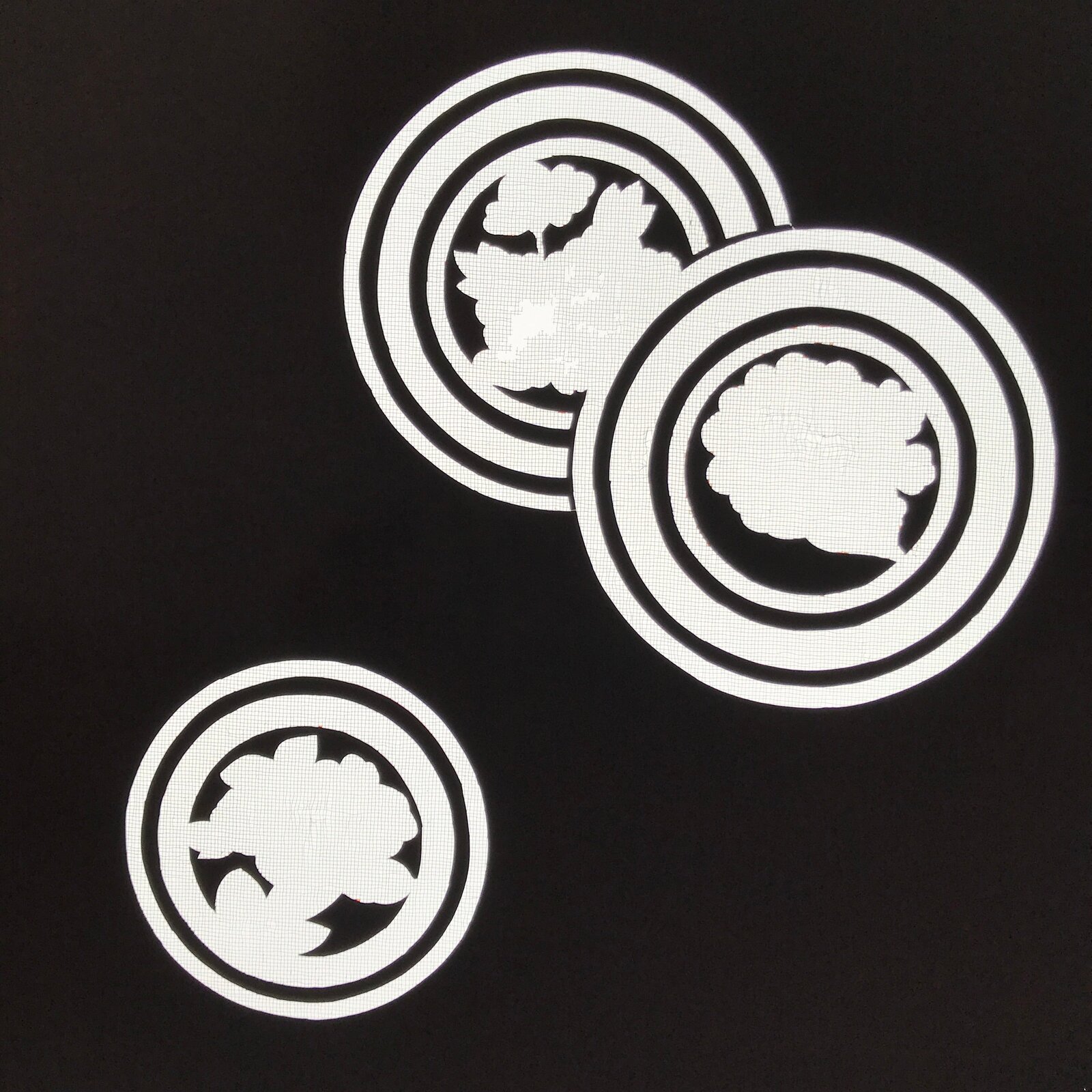 Antique Japanese Katagami Paper Kimono Stencil Katazome Circle Mon Pattern C935