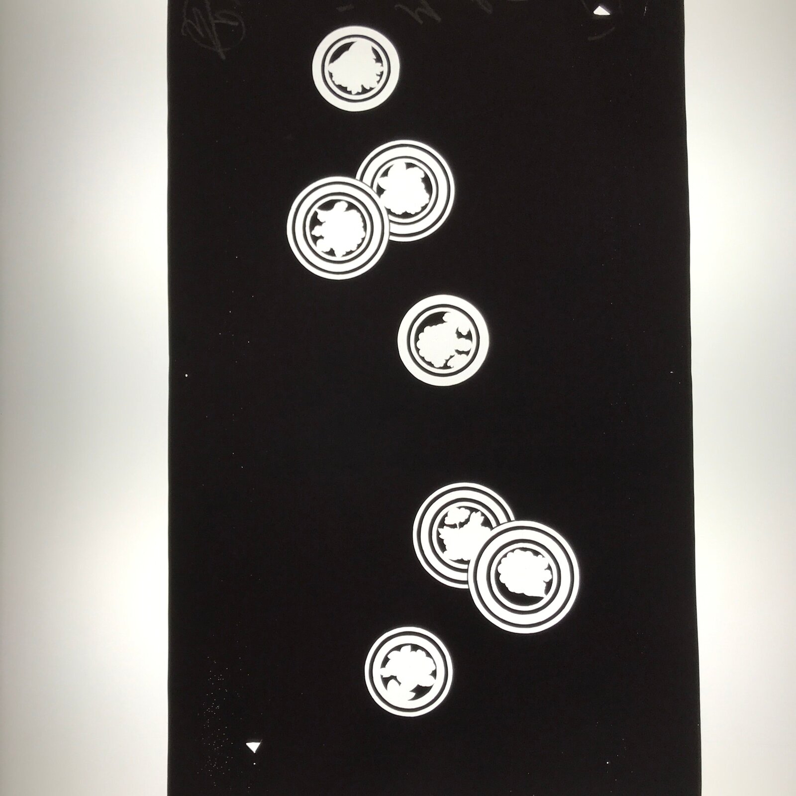 Antique Japanese Katagami Paper Kimono Stencil Katazome Circle Mon Pattern C935