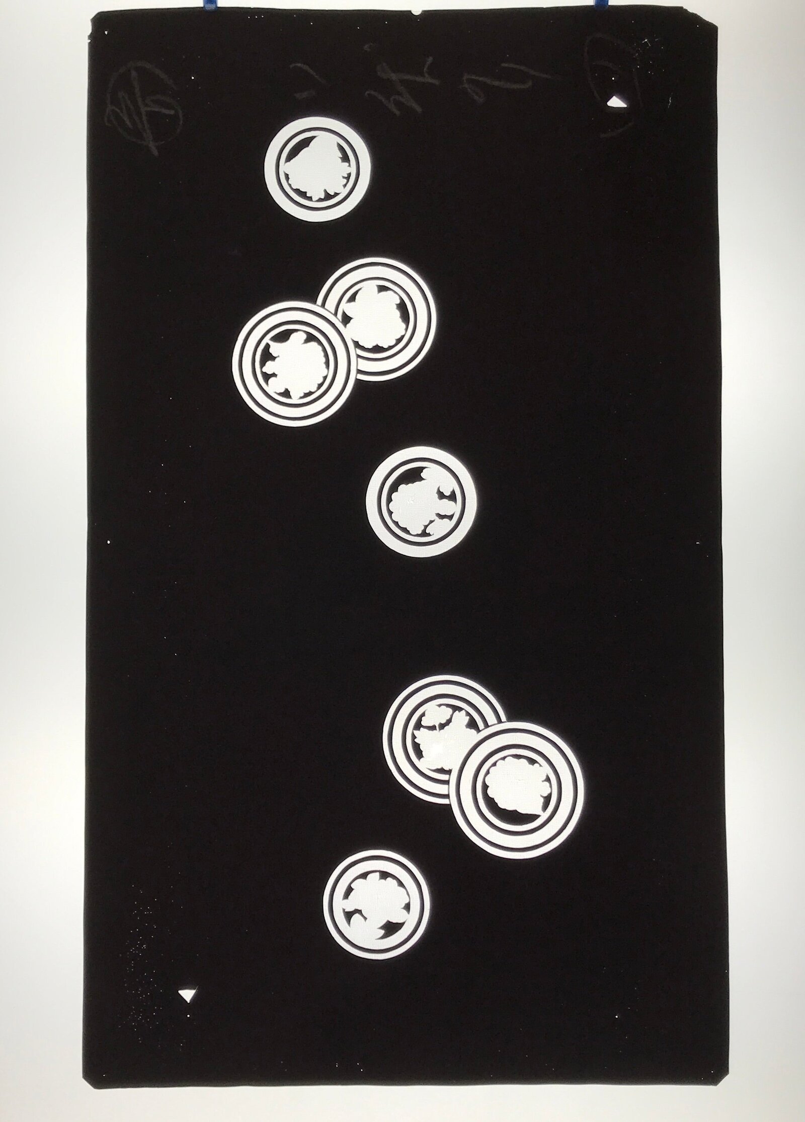 Antique Japanese Katagami Paper Kimono Stencil Katazome Circle Mon Pattern C935