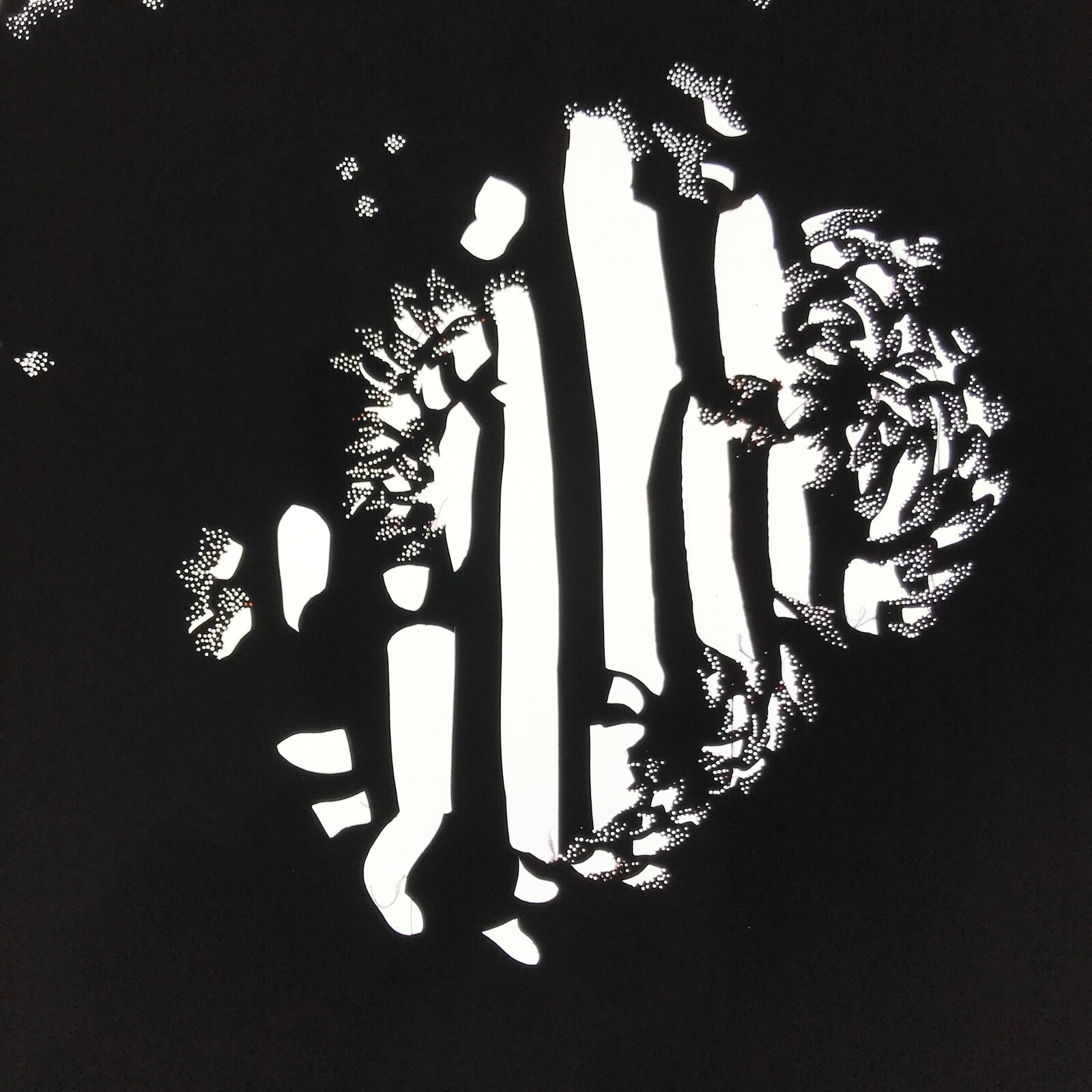 Antique Japanese Katagami Paper Kimono Stencil Katazome Floral Background C920