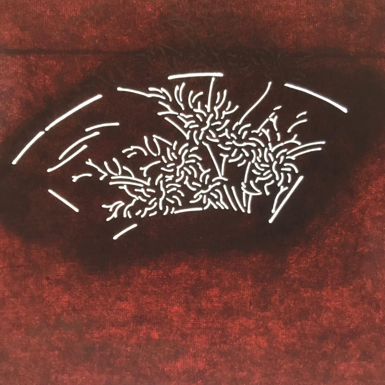 Antique Japanese Katagami Paper Kimono Stencil Katazome Floral Folding Fan C937