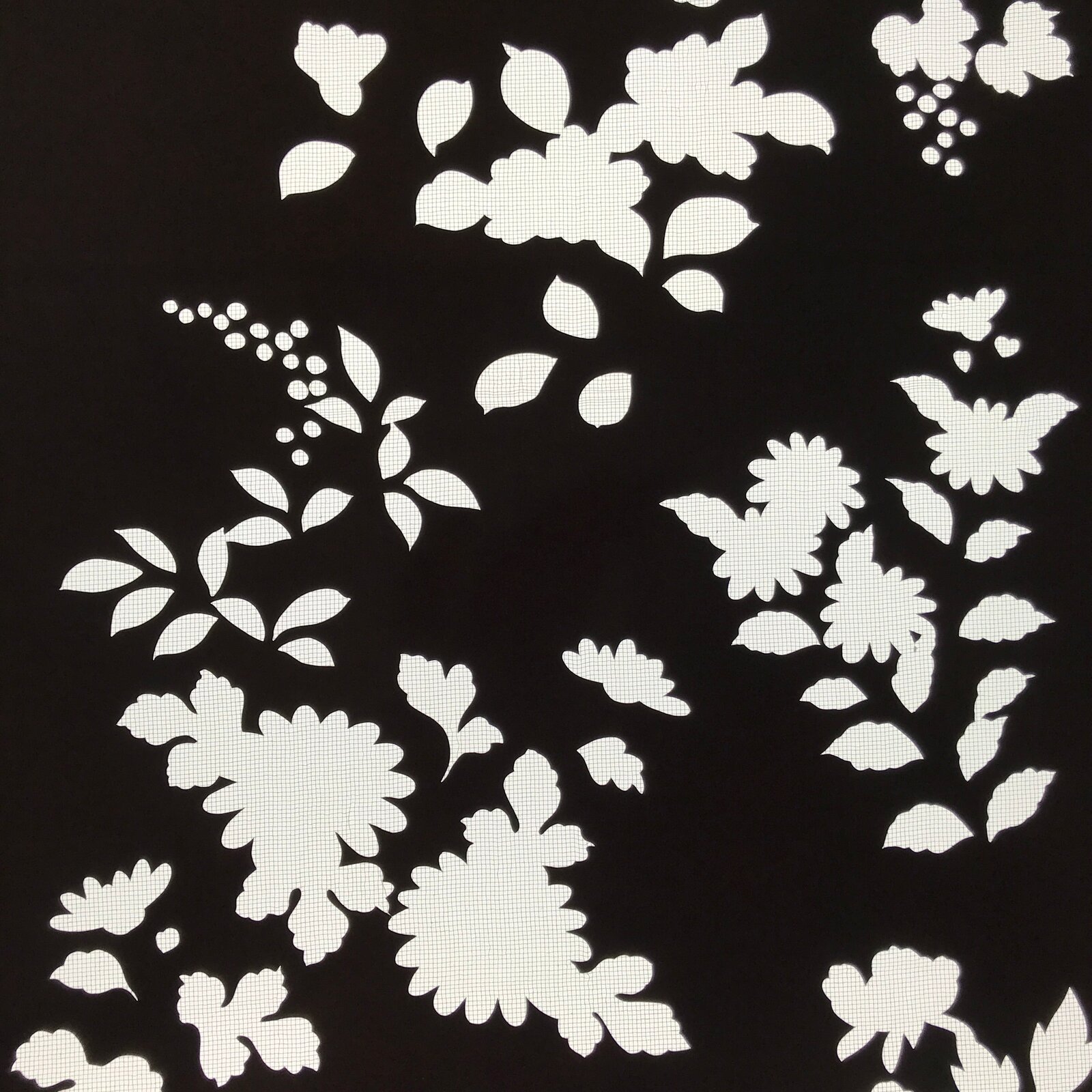 Antique Japanese Katagami Paper Kimono Stencil Katazome Floral Plant Design C932