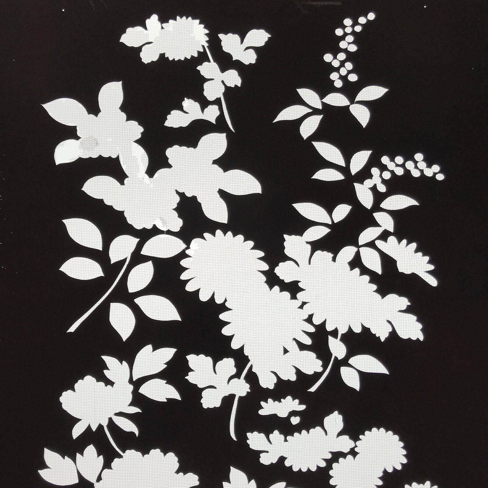 Antique Japanese Katagami Paper Kimono Stencil Katazome Floral Plant Design C933