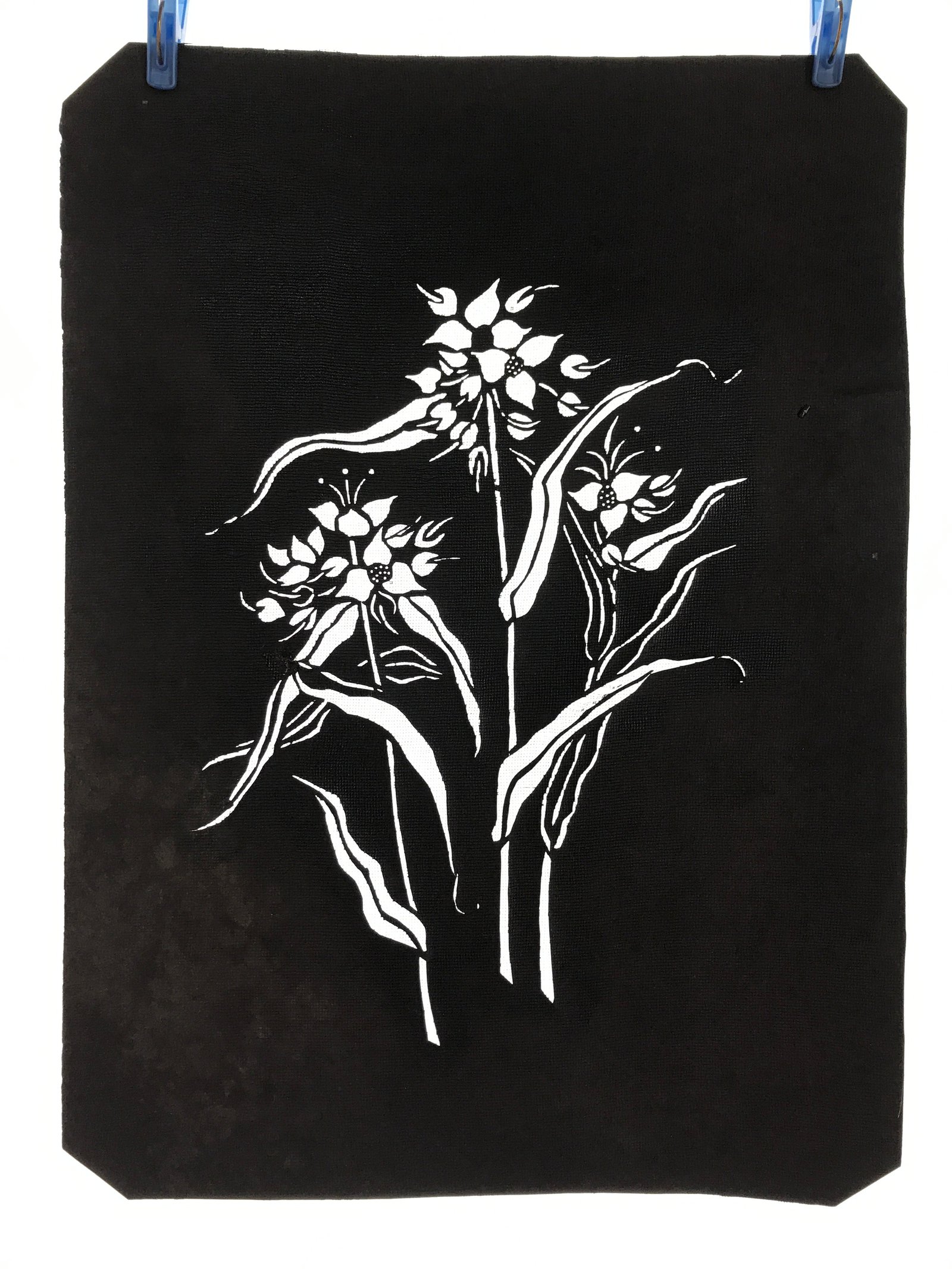 Antique Japanese Katagami Paper Kimono Stencil Katazome Flower Design A647