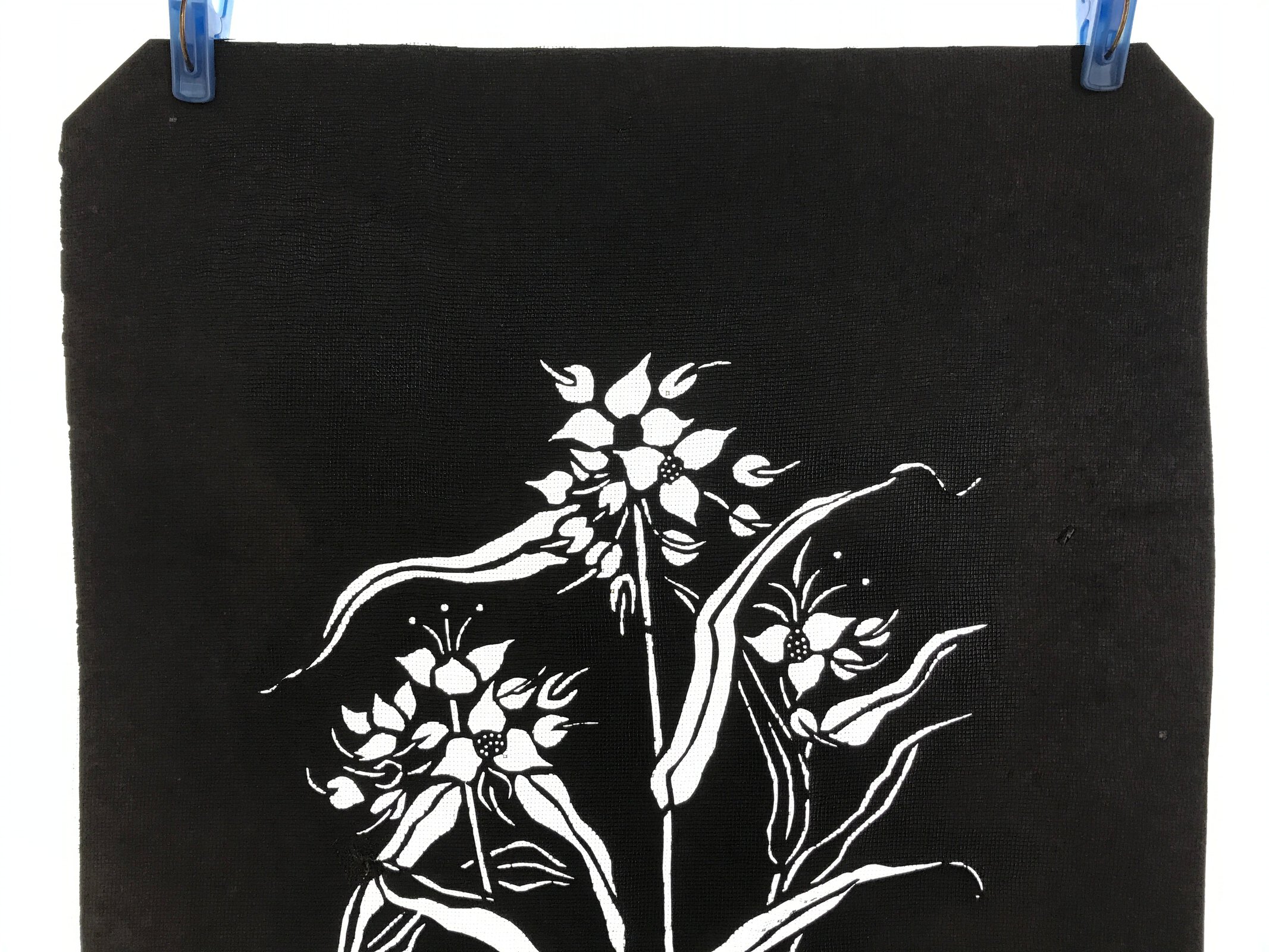 Antique Japanese Katagami Paper Kimono Stencil Katazome Flower Design A647