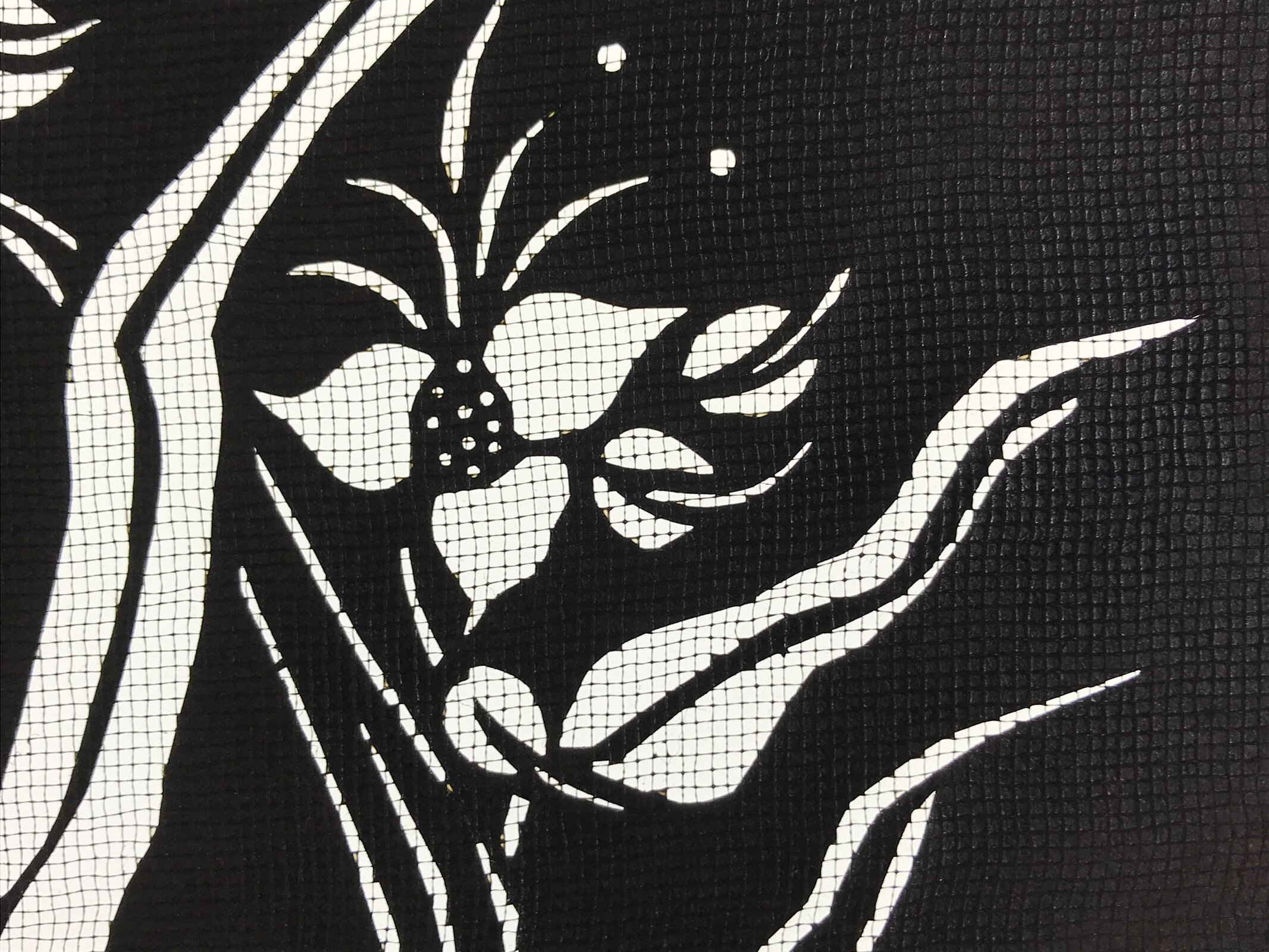 Antique Japanese Katagami Paper Kimono Stencil Katazome Flower Design A647