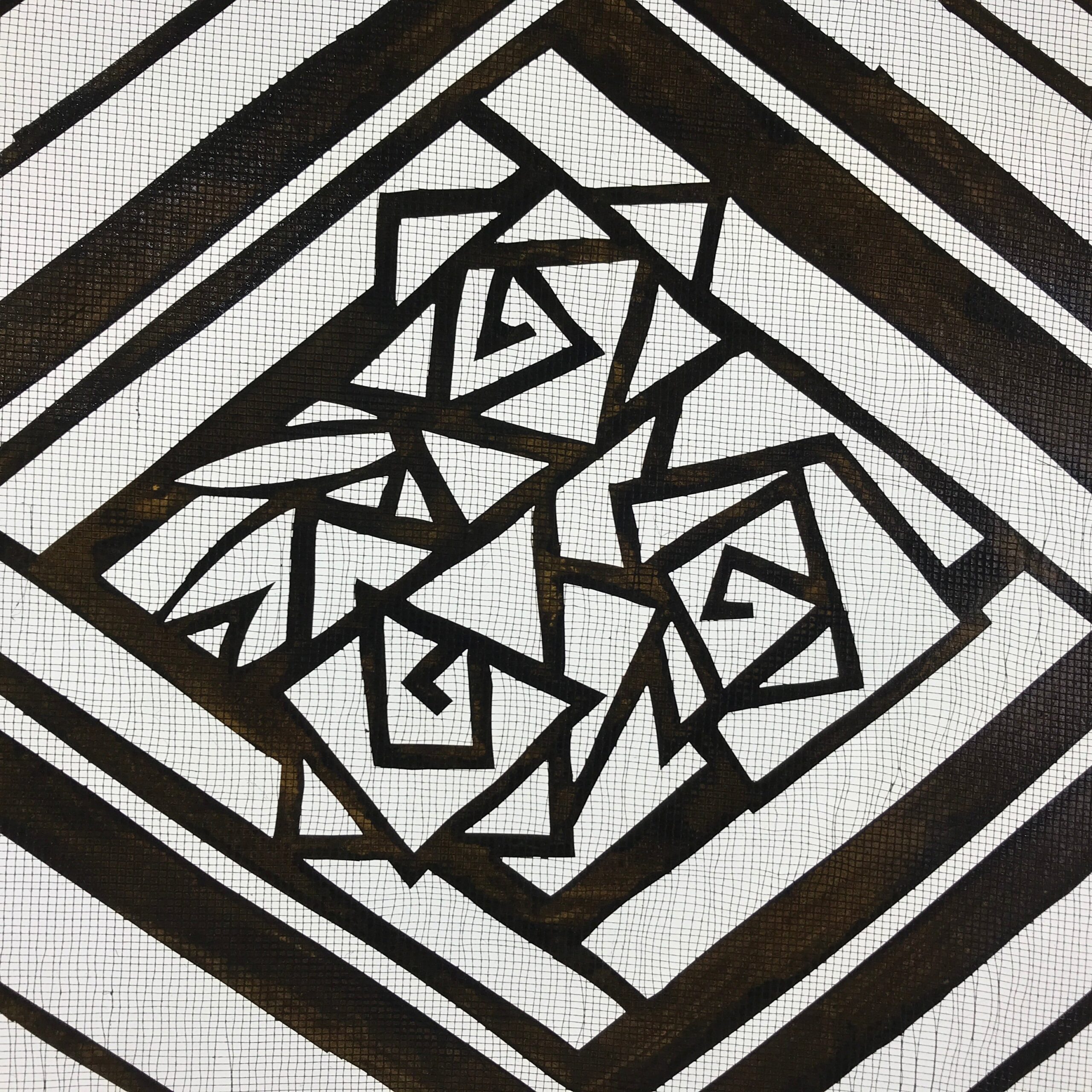 Antique Japanese Katagami Paper Kimono Stencil Katazome Geometric Rose A649