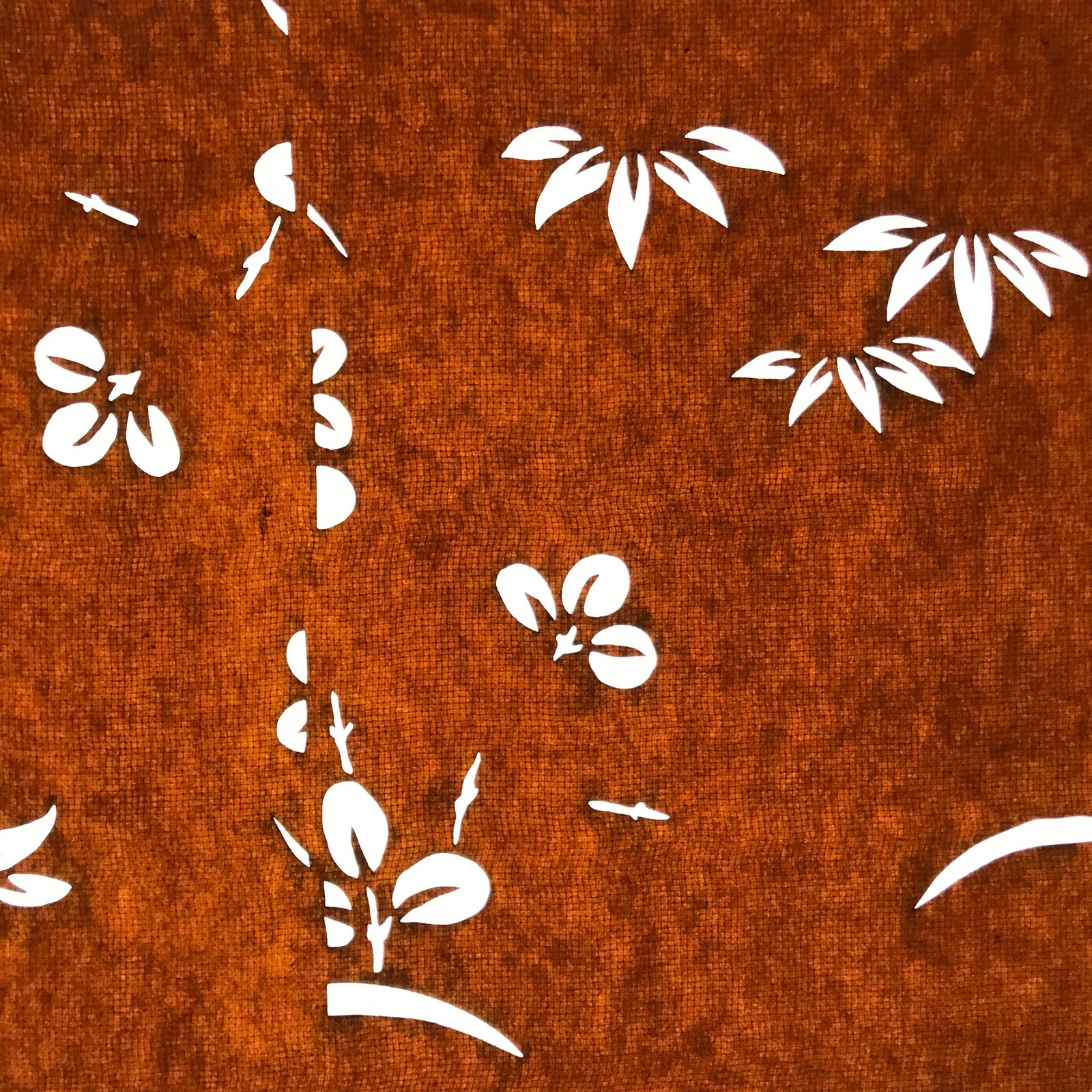 Antique Japanese Katagami Paper Kimono Stencil Katazome Leaf Plant Design C973