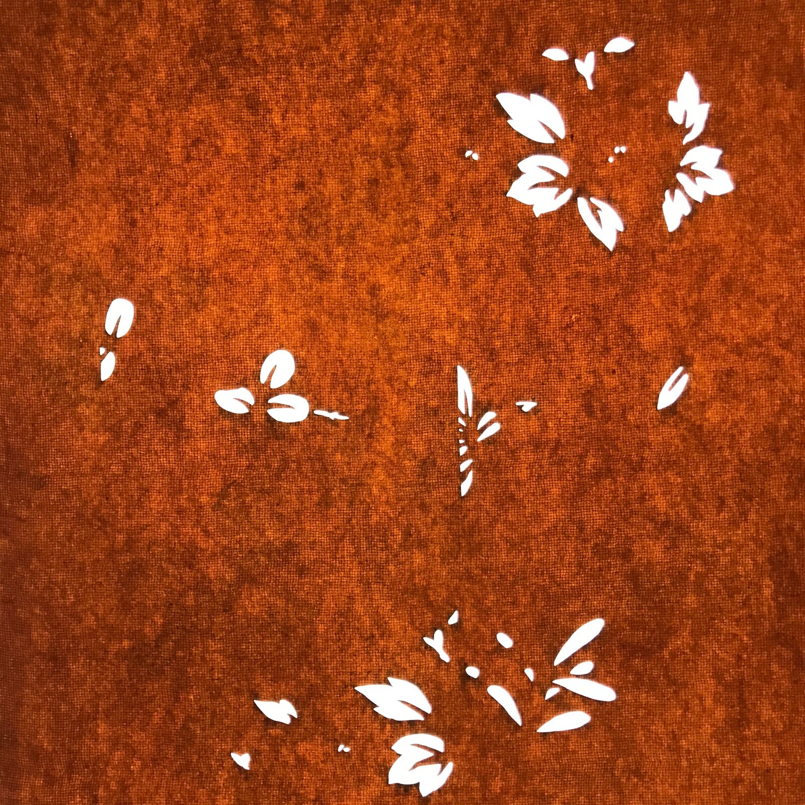 Antique Japanese Katagami Paper Kimono Stencil Katazome Leaf Plant Design C975