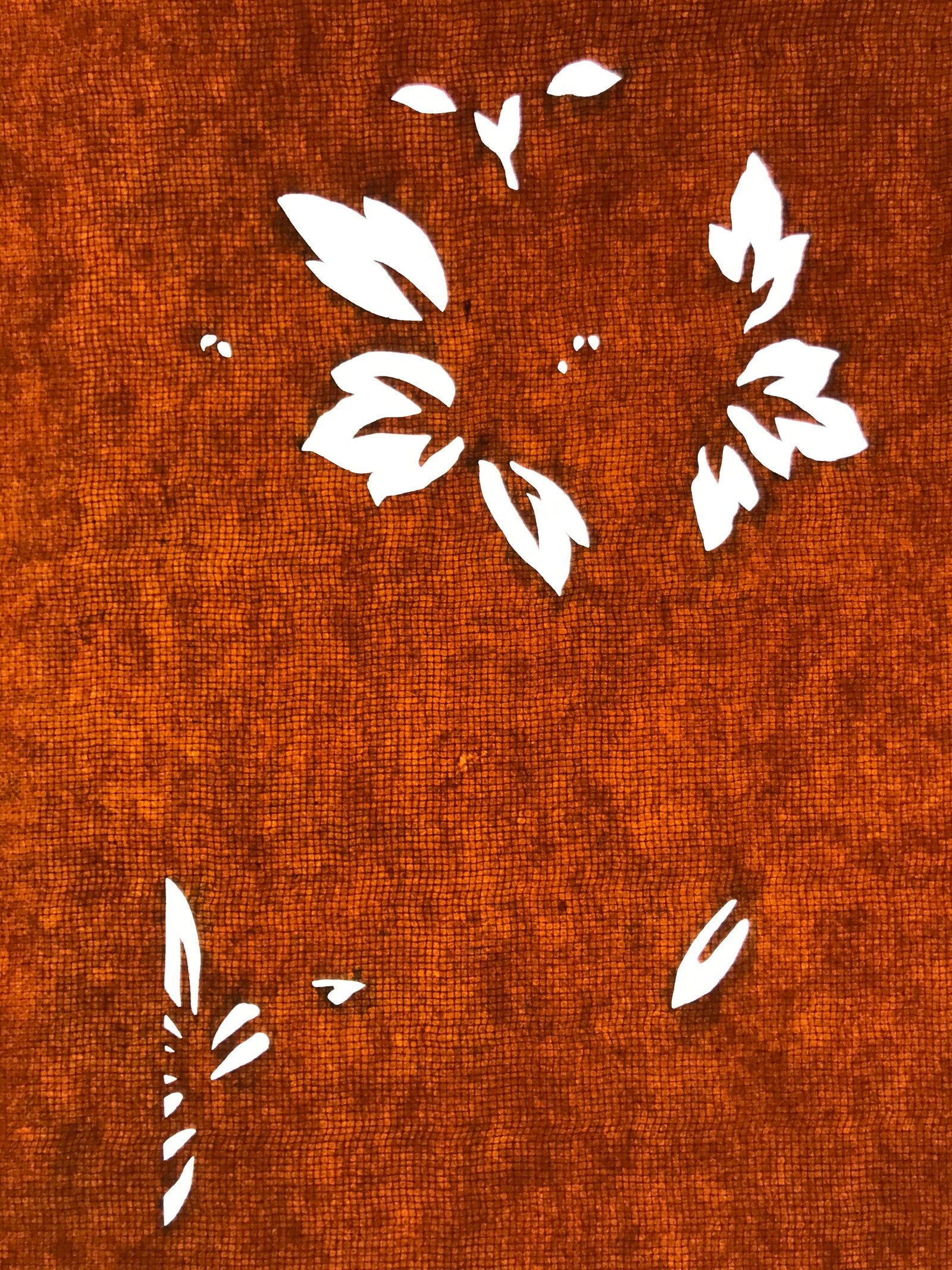 Antique Japanese Katagami Paper Kimono Stencil Katazome Leaf Plant Design C975