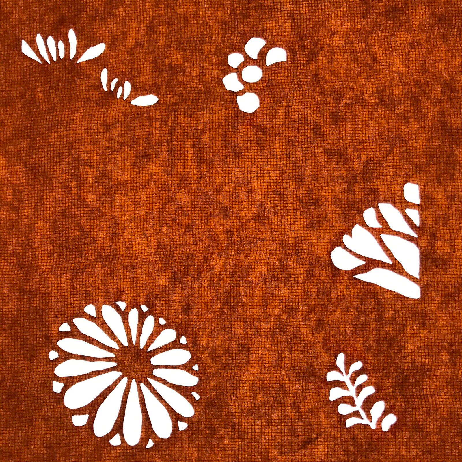 Antique Japanese Katagami Paper Kimono Stencil Katazome Leaf Plant Design C976