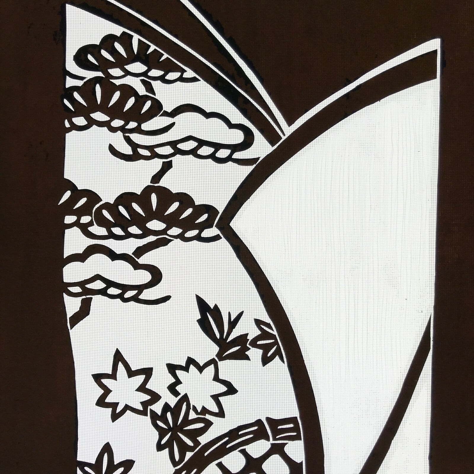 Antique Japanese Katagami Paper Kimono Stencil Katazome Plum Flowers Pine C964