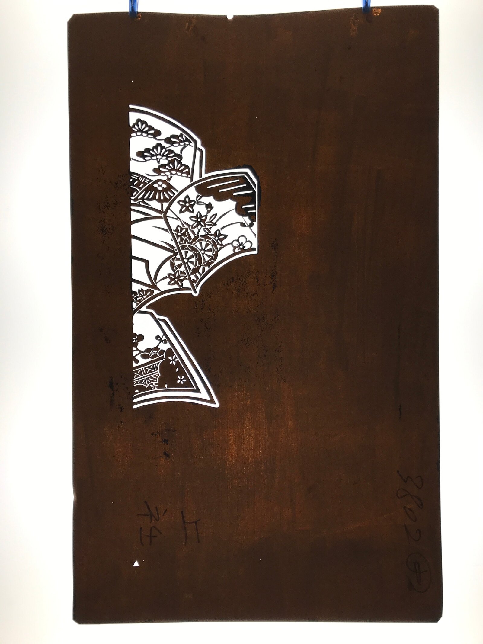 Antique Japanese Katagami Paper Kimono Stencil Katazome Plum Flowers Pine C965