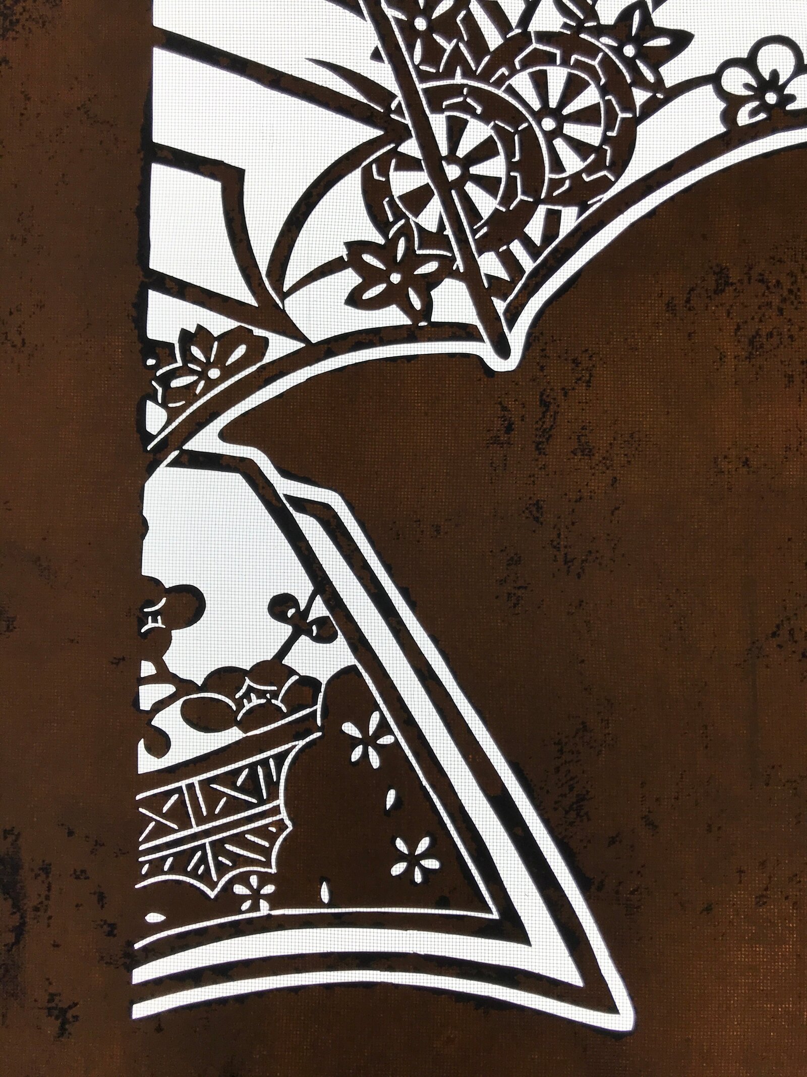 Antique Japanese Katagami Paper Kimono Stencil Katazome Plum Flowers Pine C965