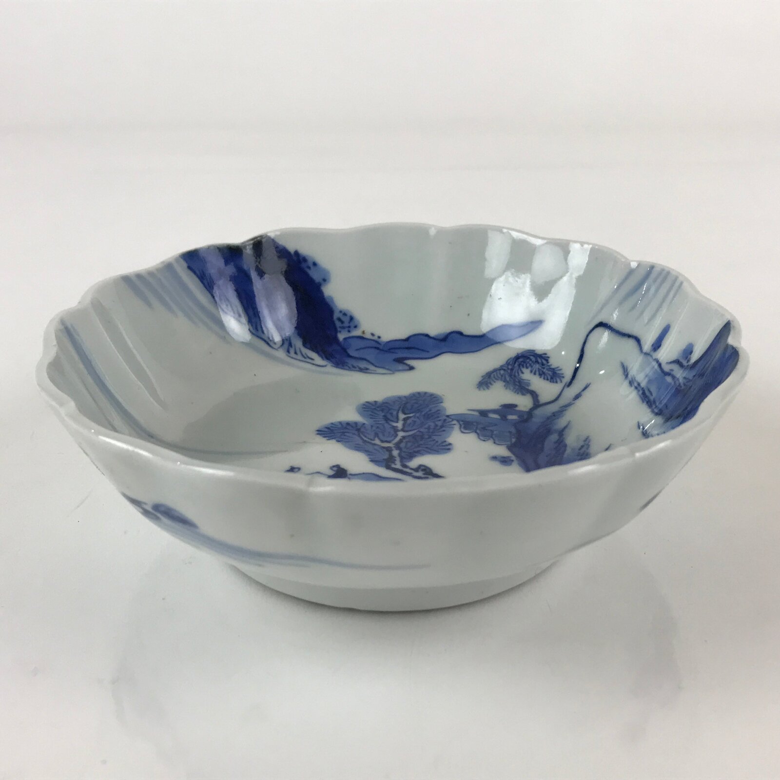 Antique Japanese Koimari Ware Porcelain Bowl Blue Sometsuke Landscape PY165