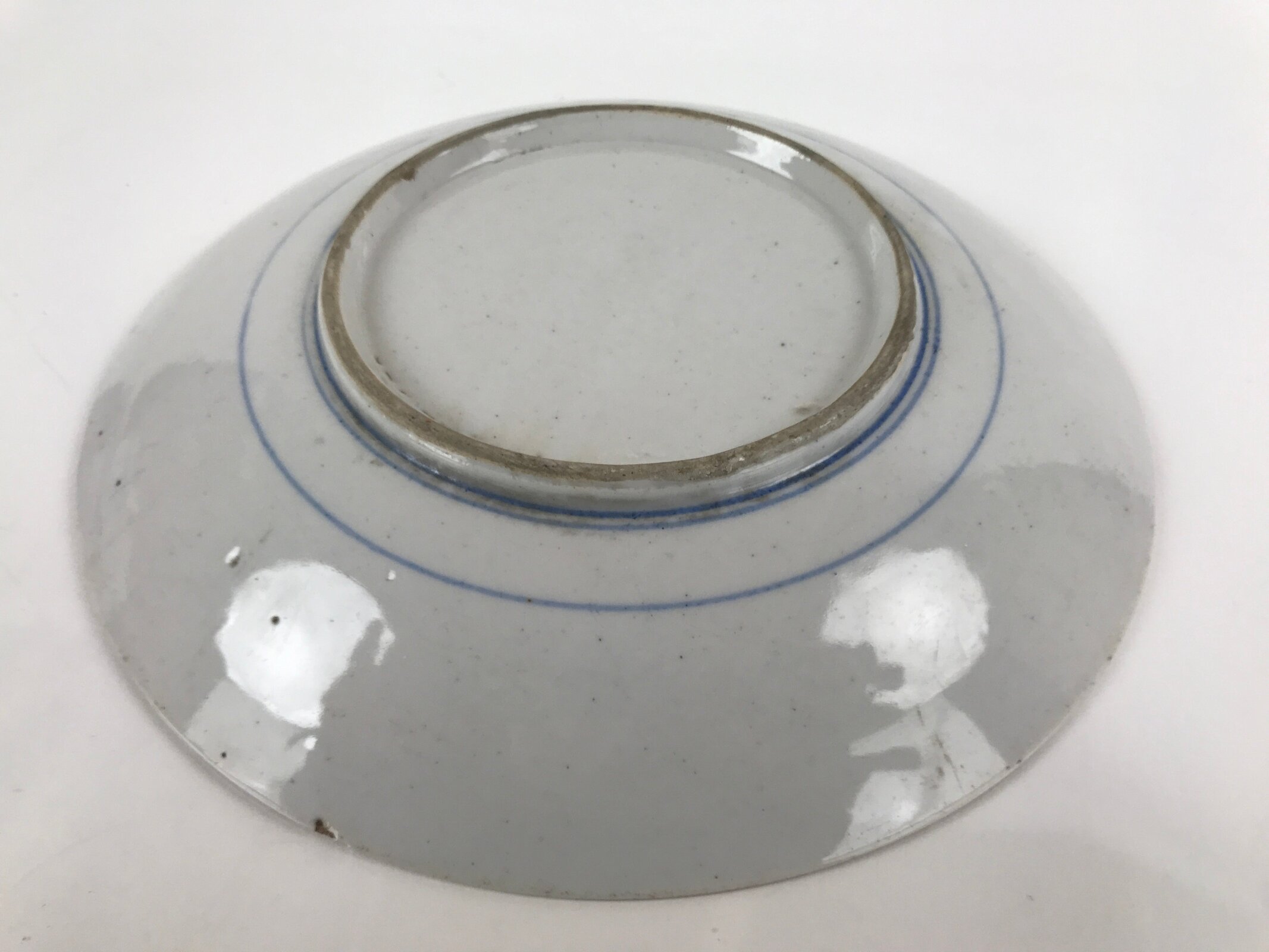 Antique Japanese Kutani Koimari Porcelain Round Plate Peony Red Blue Green PY821