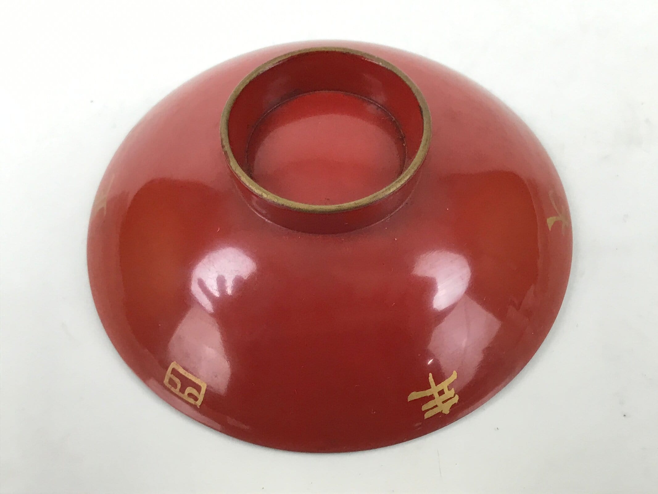 Antique Japanese Lacquered Sake Cup Sakazuki Ho-Oh Bird Guinomi Ochoko Red G275