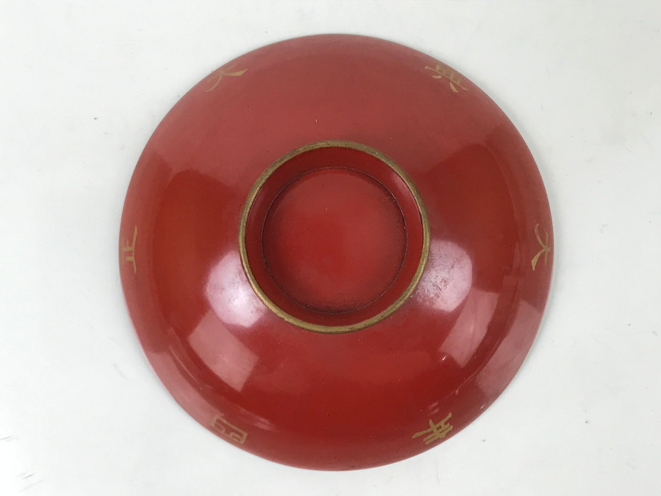 Antique Japanese Lacquered Sake Cup Sakazuki Ho-Oh Bird Guinomi Ochoko Red G275