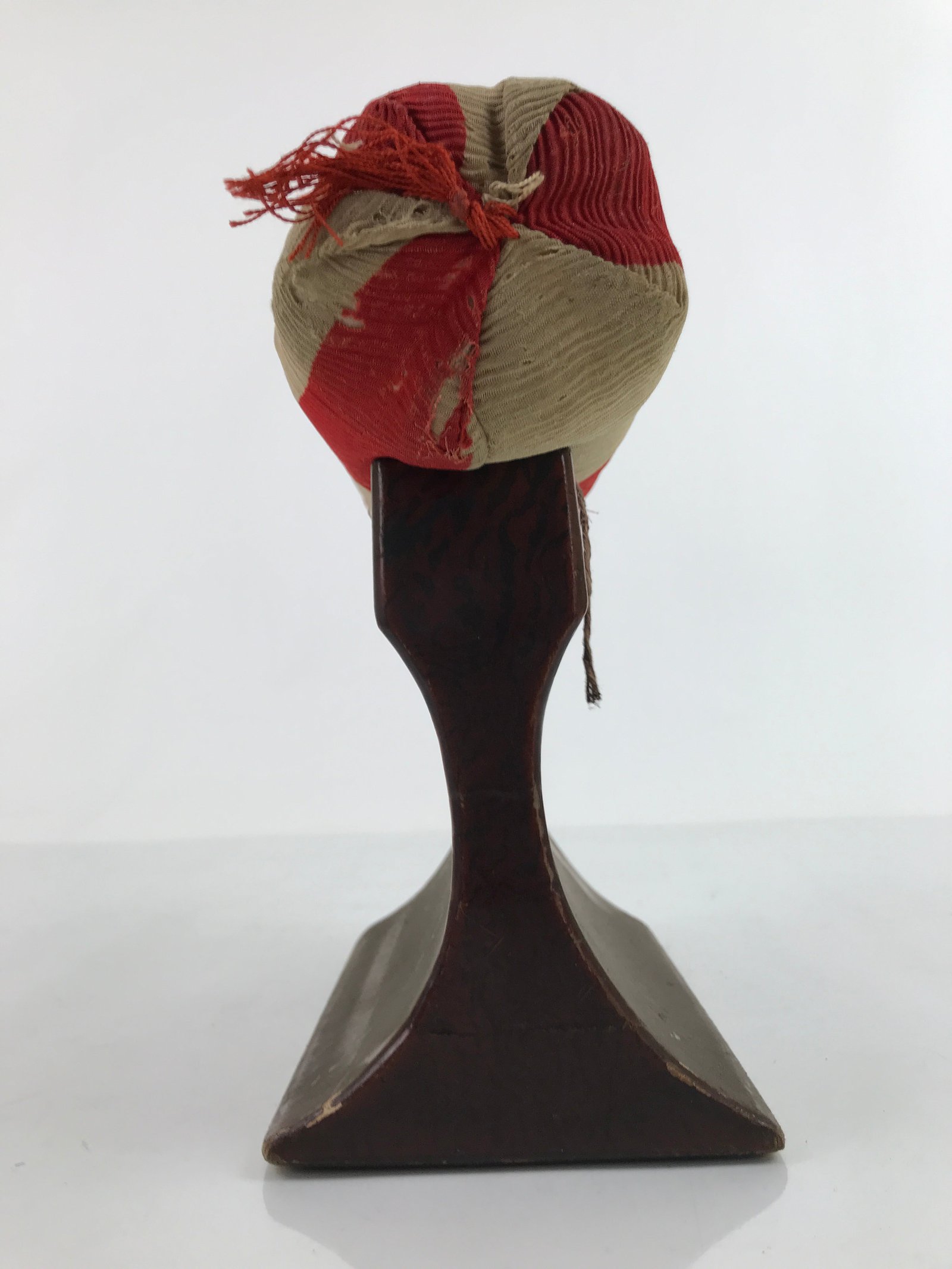 Antique Japanese Lacquered Wood Silk Takamakura Neck Pillow Geisha Red JK703