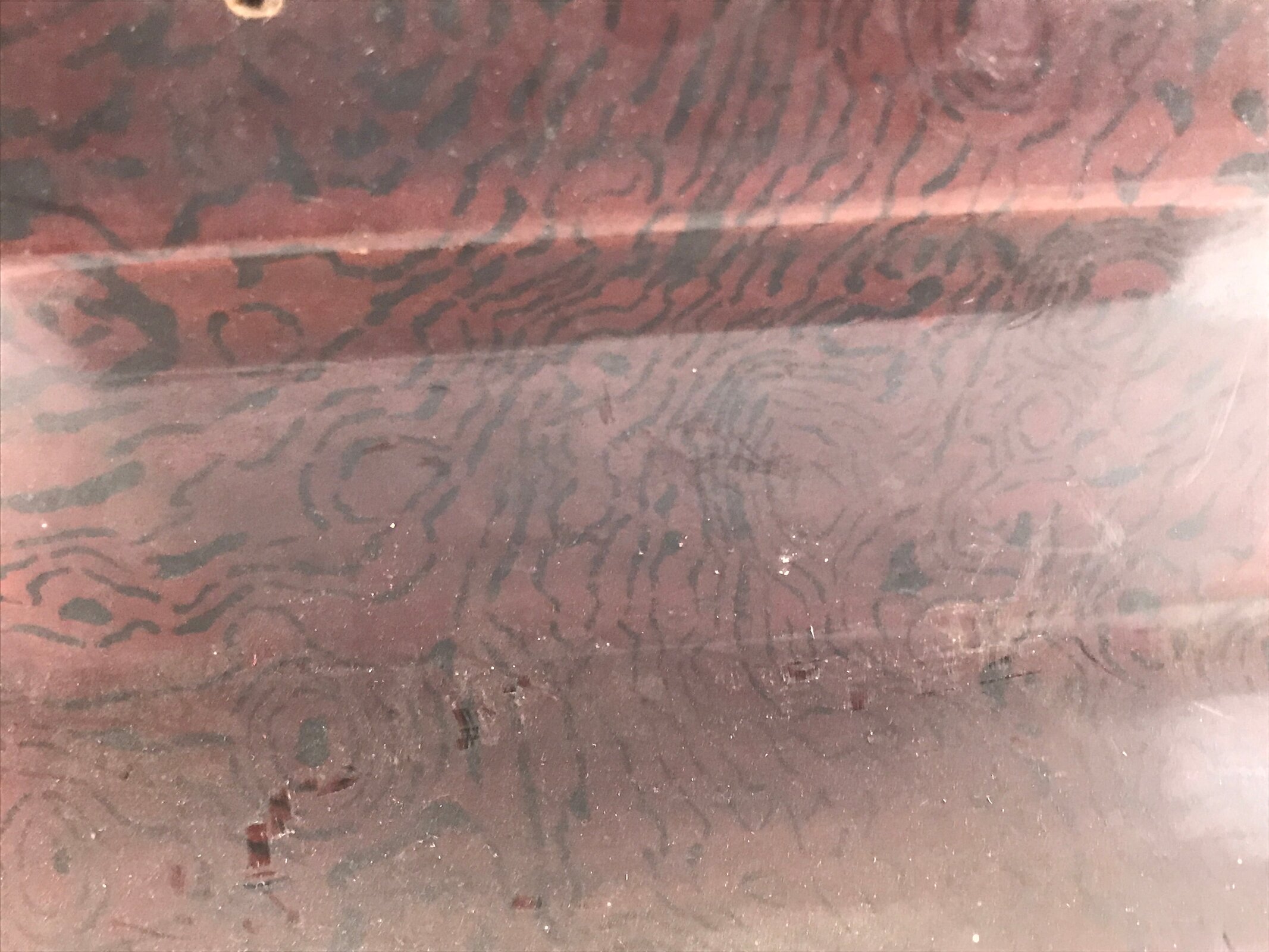 Antique Japanese Lacquered Wood Silk Takamakura Neck Pillow Geisha Red JK703