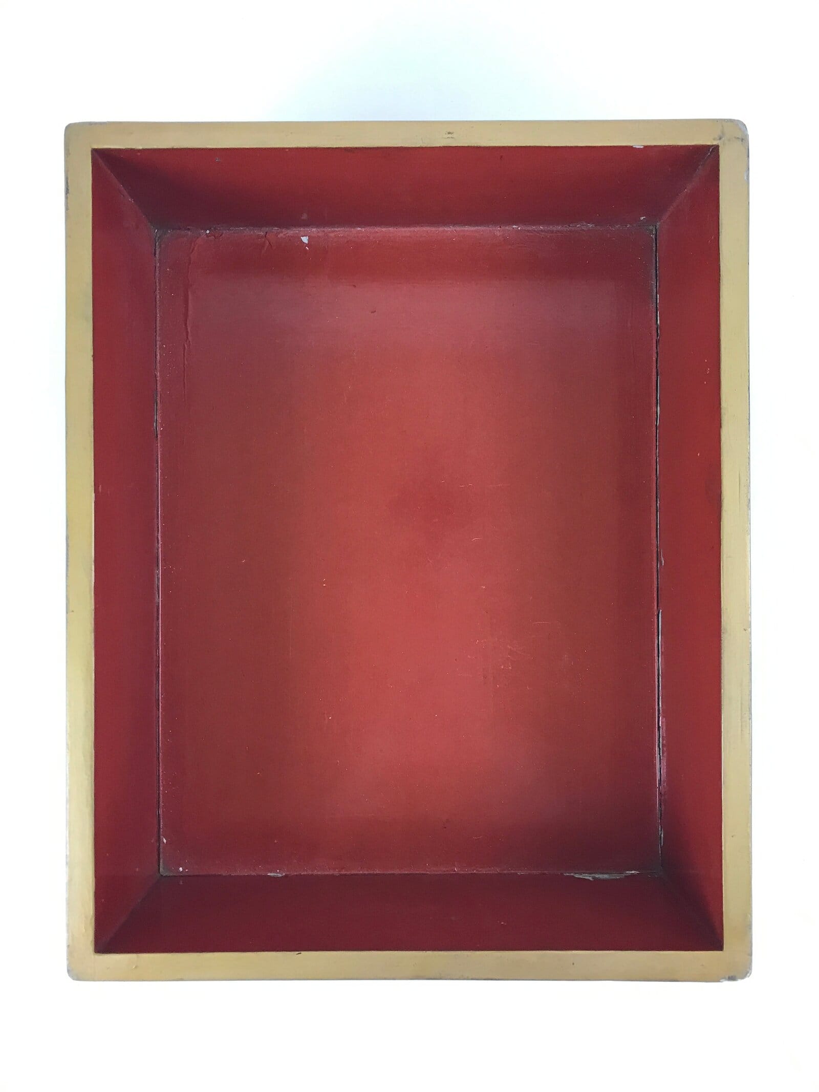 Antique Japanese Lacquered Wooden Big Storage Box With Lid Black Red L69