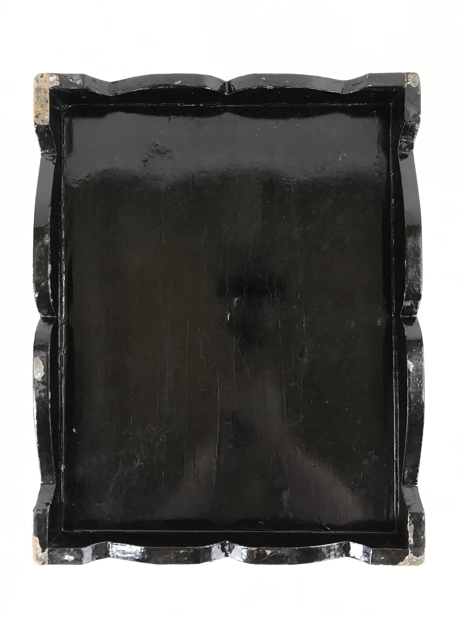 Antique Japanese Lacquered Wooden Big Storage Box With Lid Black Red L69