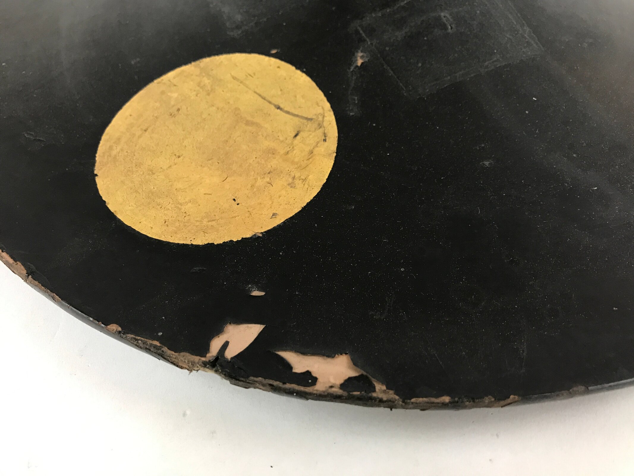 Antique Japanese Lacquered Wooden Hat Jingasa Samurai Hat Hinomaru Crest JK605