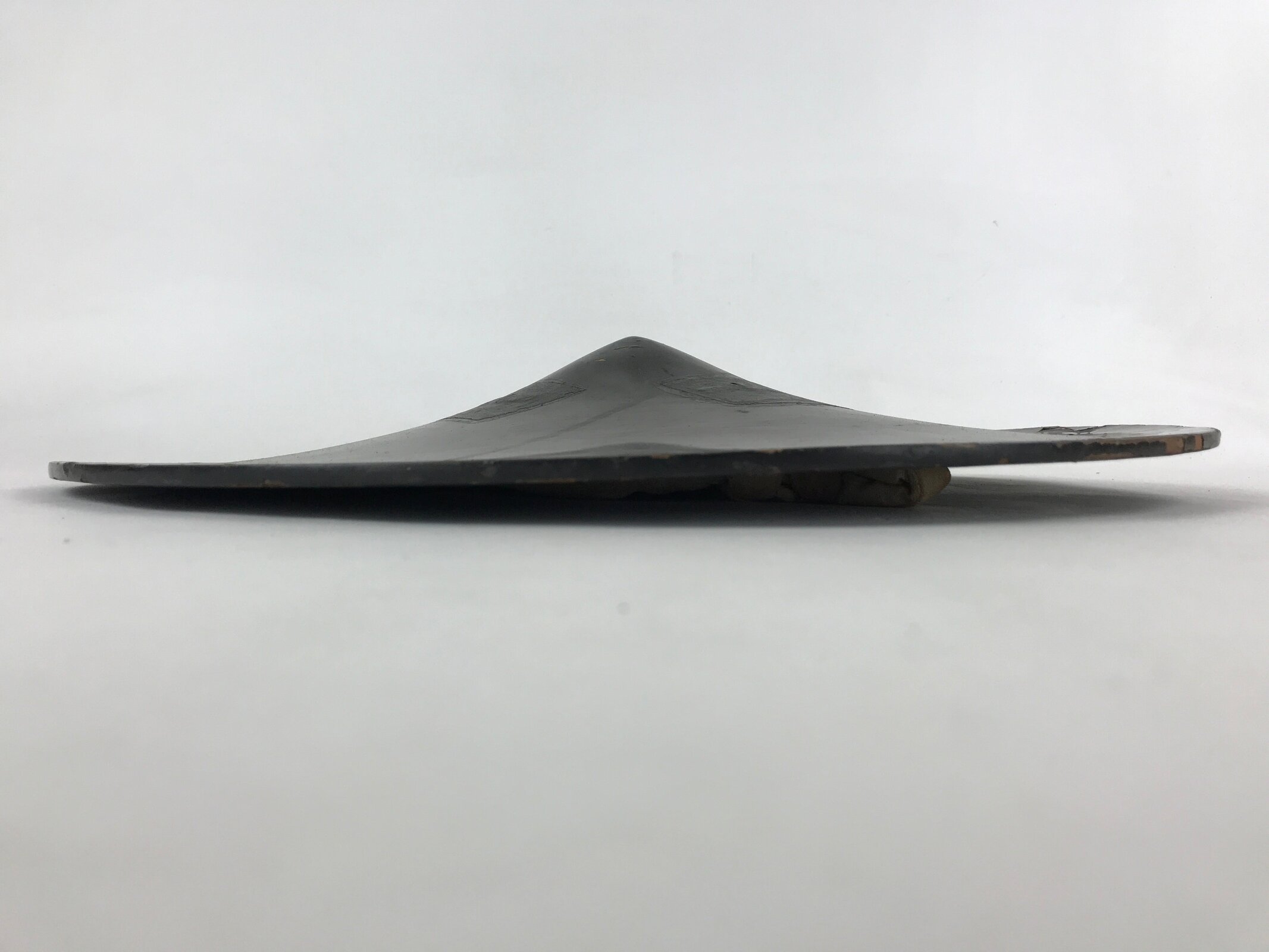 Antique Japanese Lacquered Wooden Hat Jingasa Samurai Hat Hinomaru Crest JK605