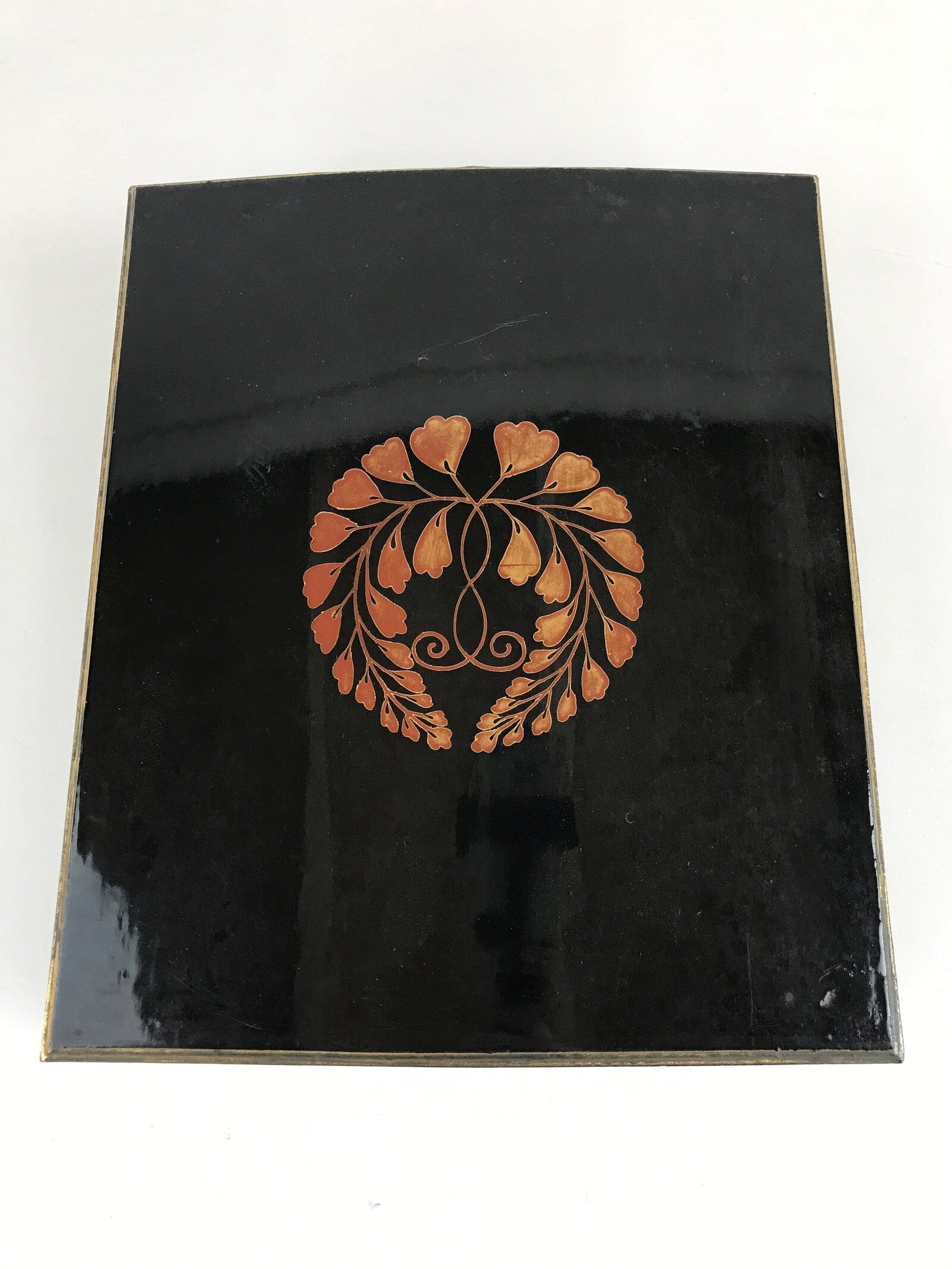 Antique Japanese Lacquerware Lidded Box Wood Fumibako Letter Book Butsudan FB72