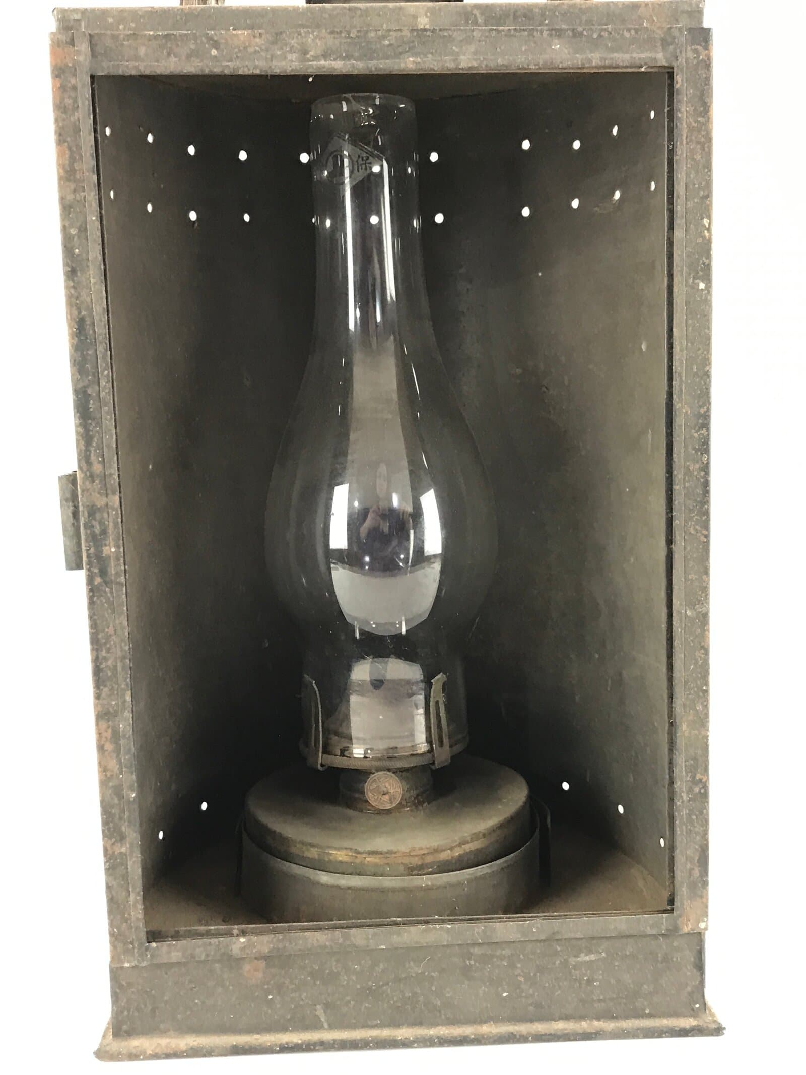 Antique Japanese Oil Lantern Iron Frame Glass Lamp Door Lighting Equipment LT61