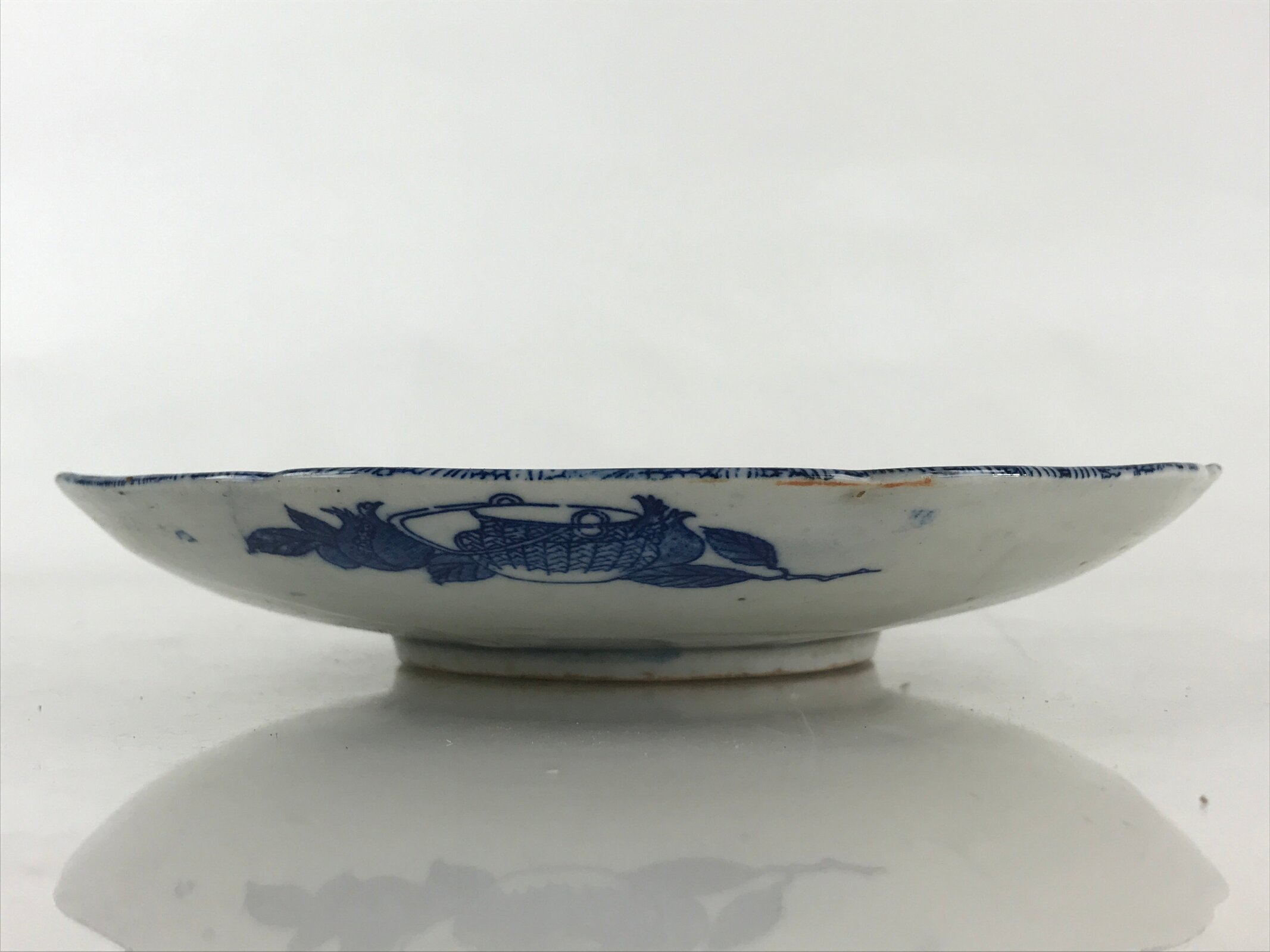 Antique Japanese Porcelain Plate Blue Sometsuke Chrysanthemum Butterfly PY282