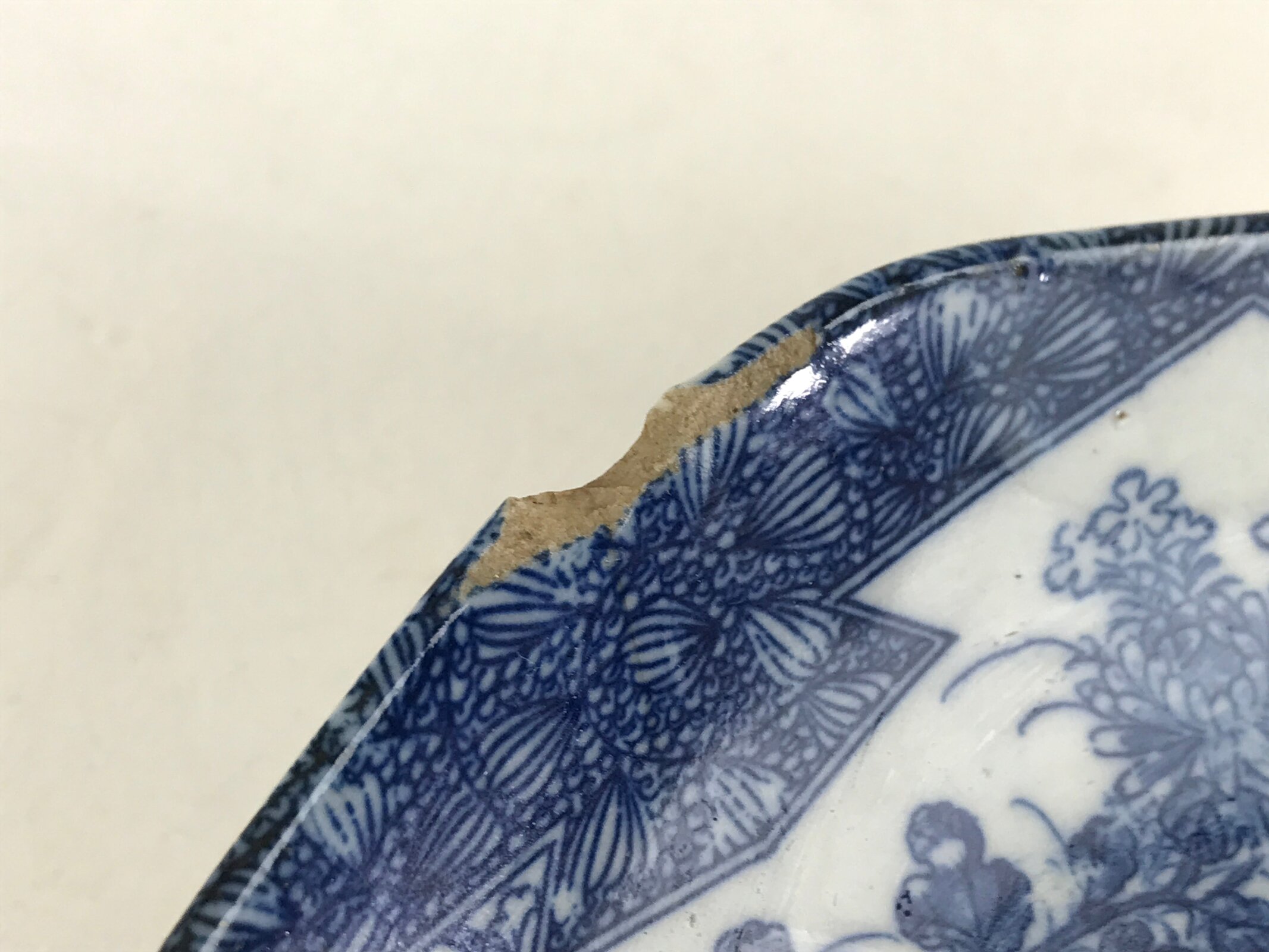 Antique Japanese Porcelain Plate Blue Sometsuke Chrysanthemum Butterfly PY283