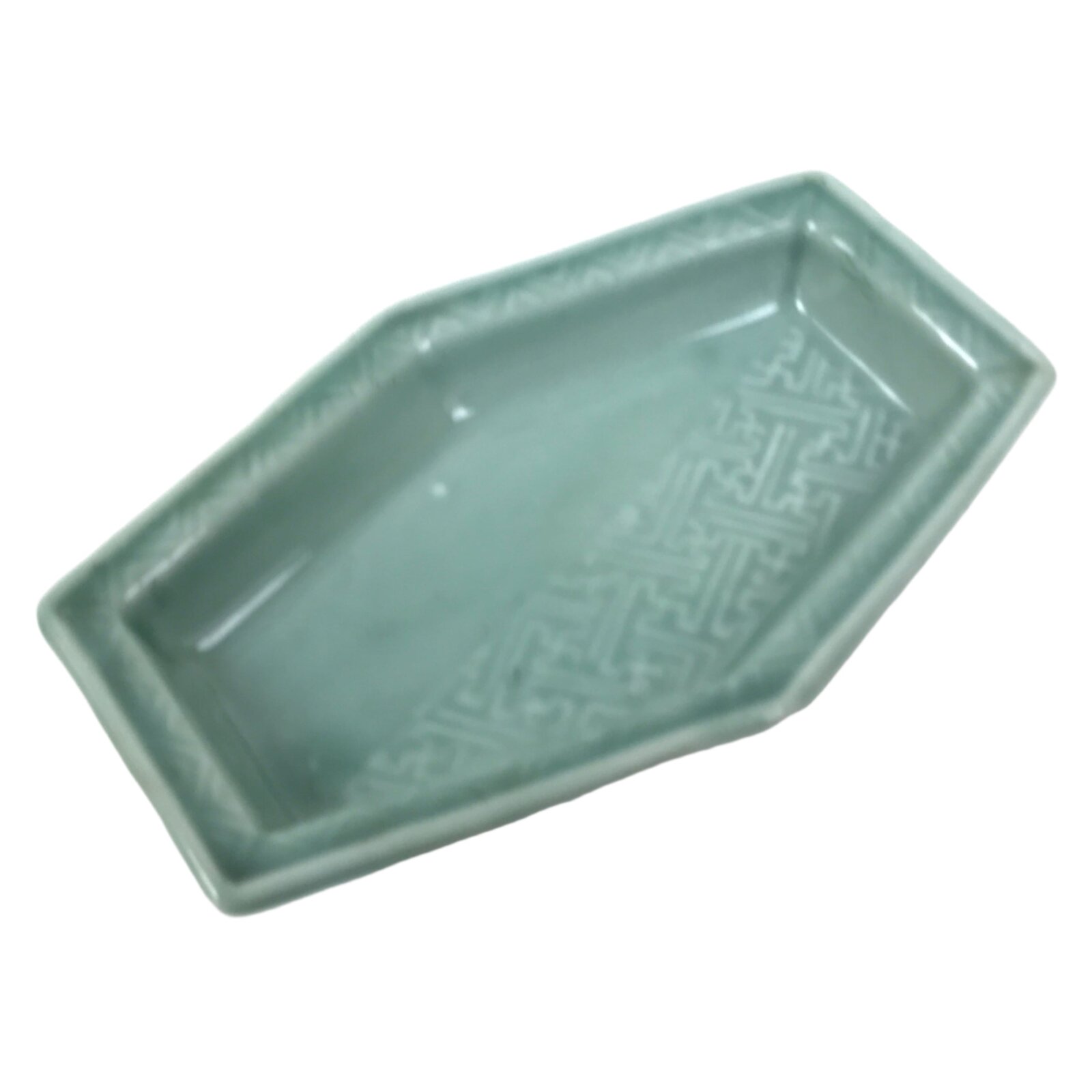 Antique Japanese Porcelain Small Plate Kozara Hexagon Celadon Sayagata Y323