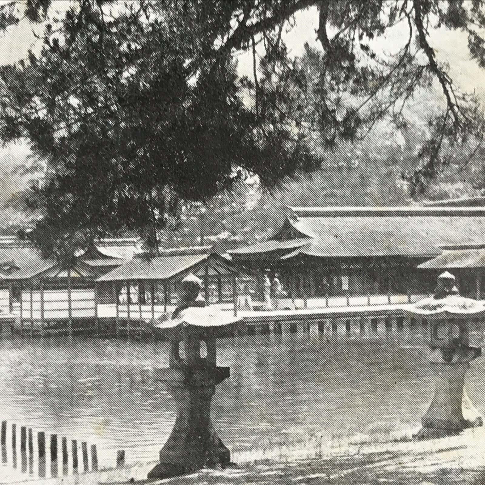 Antique Japanese Postcard Itsukushima Shrine C1920 View From Matsuhara BW PC138