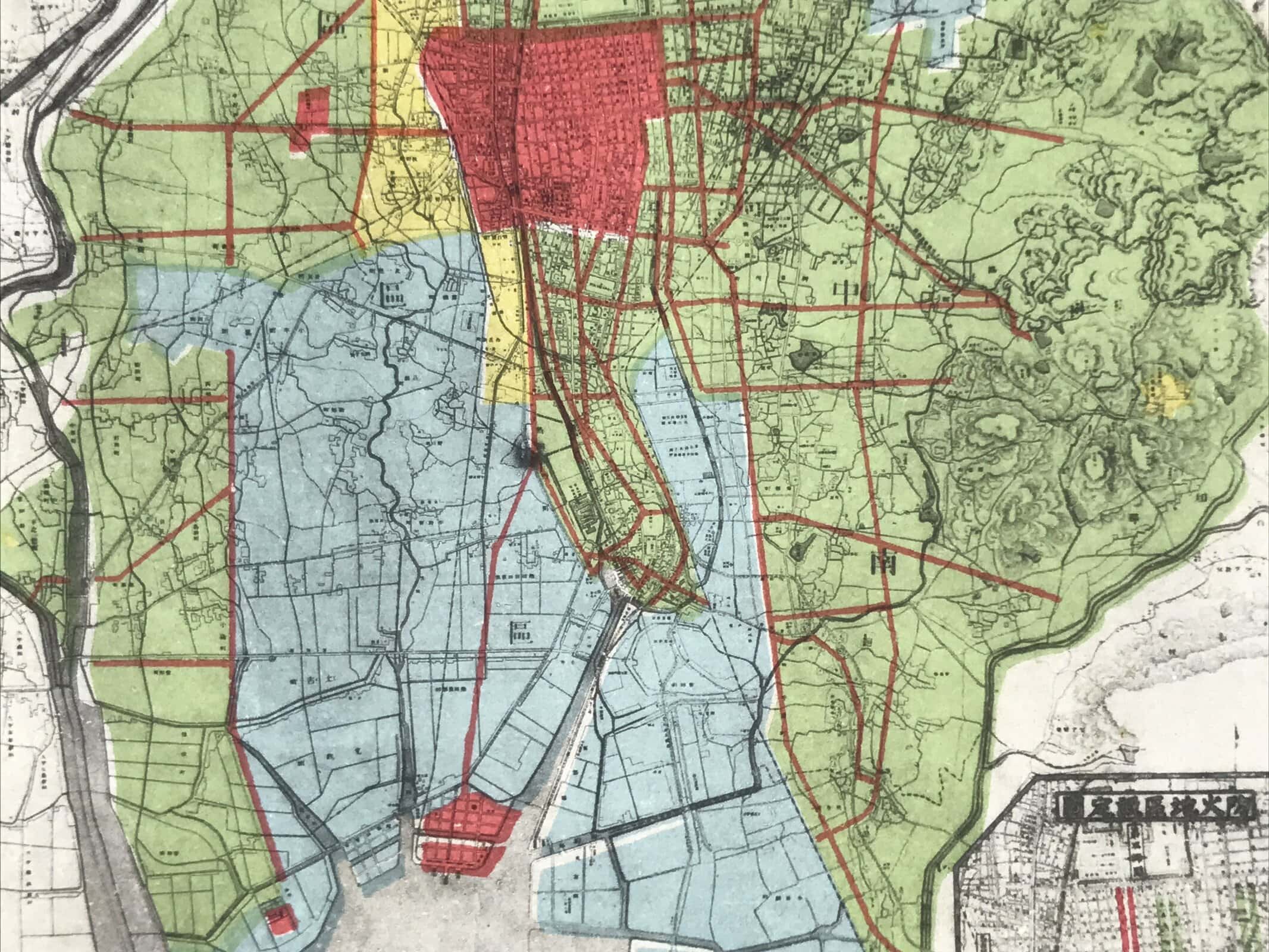 Antique Japanese Postcard Nagoya District Map C1920 Shops Industry Housing PC114