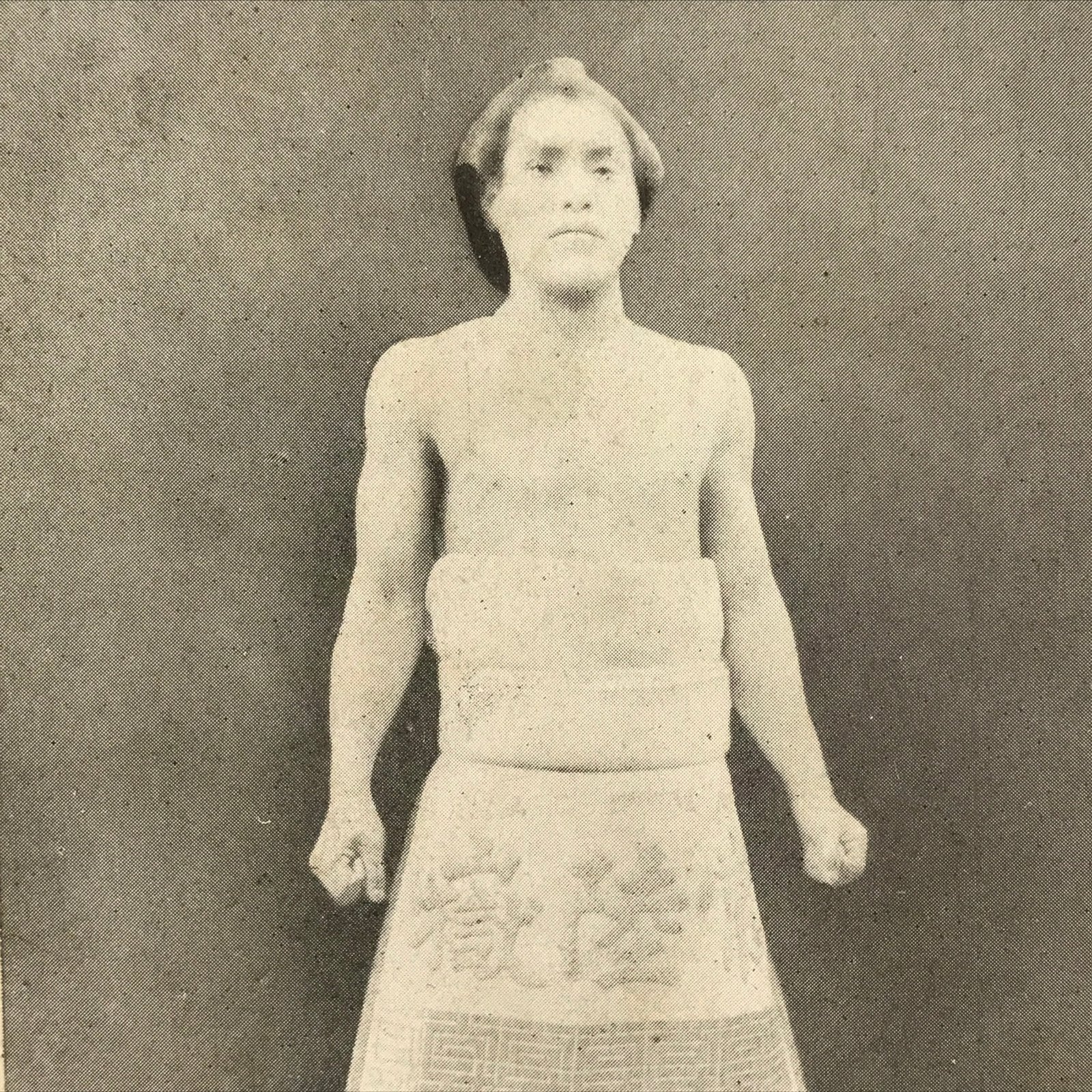 Antique Japanese Postcard Sumo Wrestler Hitachidake Riichi Black White PC99