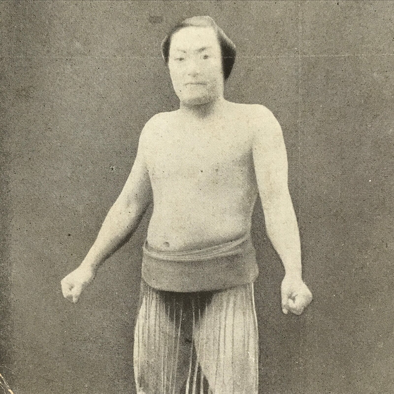 Antique Japanese Postcard Sumo Wrestler Imizugawa Kentaro Black White PC106