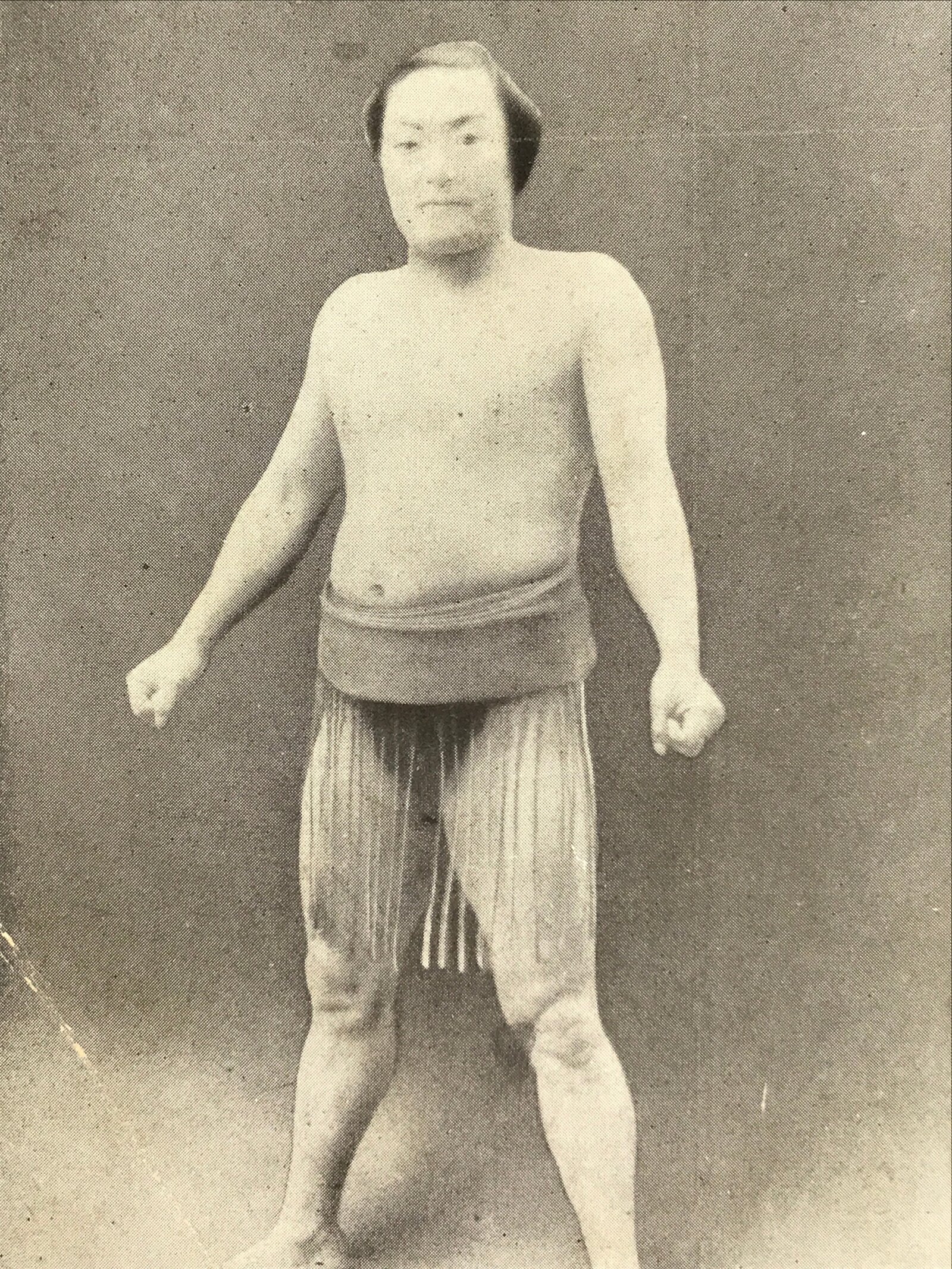 Antique Japanese Postcard Sumo Wrestler Imizugawa Kentaro Black White PC106