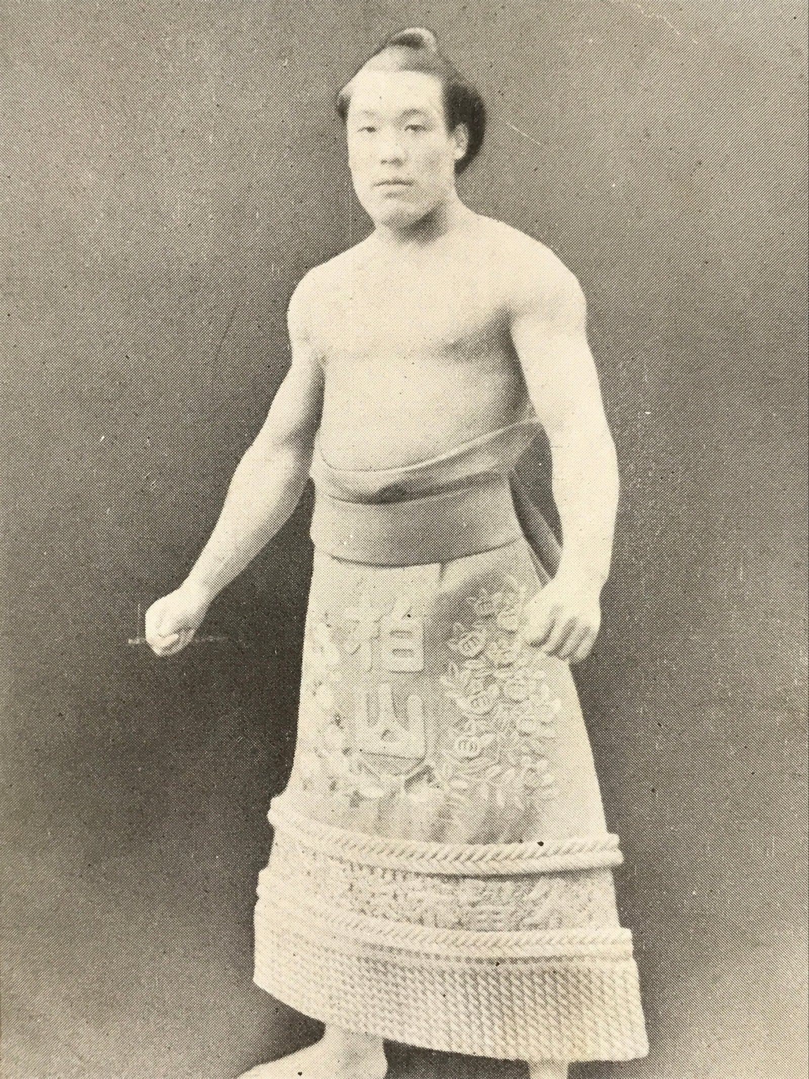 Antique Japanese Postcard Sumo Wrestler Kashiwayama Daigoro Black White PC110