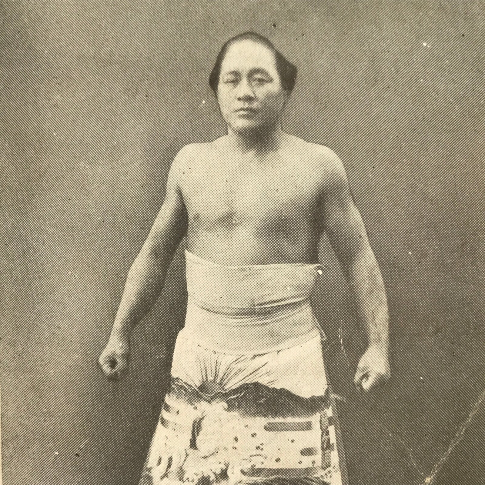 Antique Japanese Postcard Sumo Wrestler Kotogaura Zenjiro Black White PC105