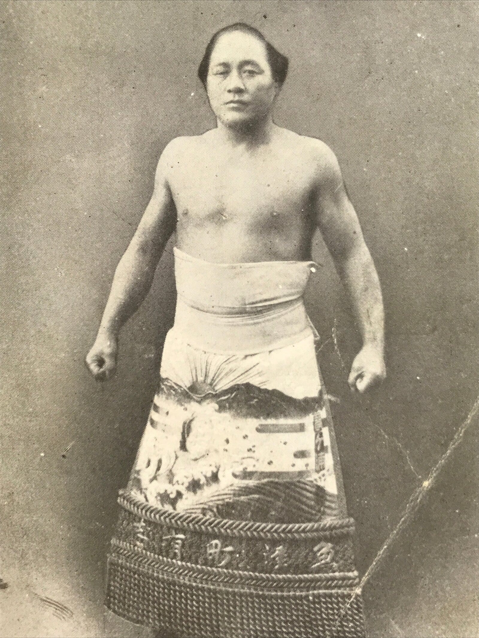 Antique Japanese Postcard Sumo Wrestler Kotogaura Zenjiro Black White PC105