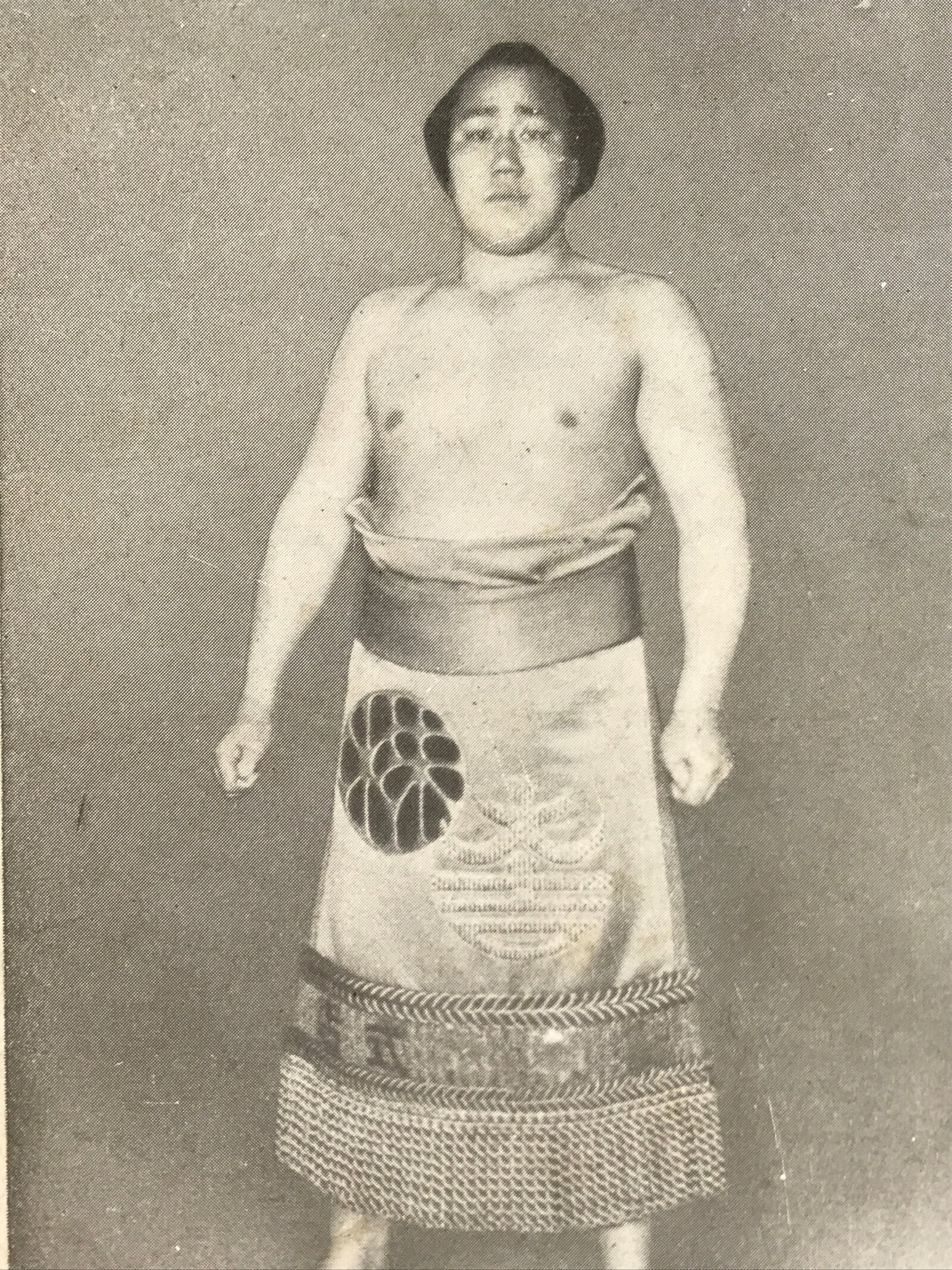 Antique Japanese Postcard Sumo Wrestler Misugi'iso Zenshichi Black White PC98