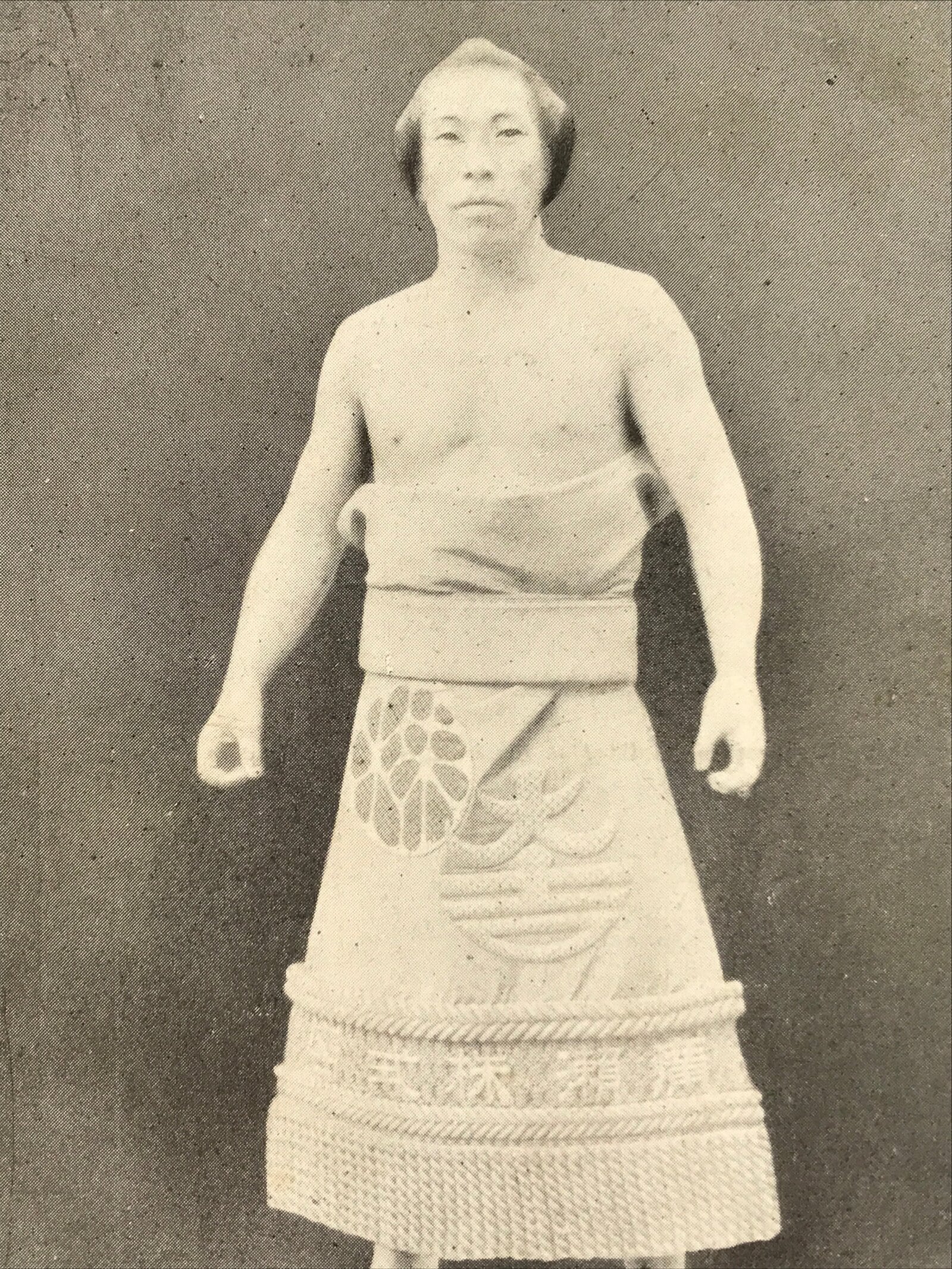 Antique Japanese Postcard Sumo Wrestler Naranishiki Masakichi Black White PC108